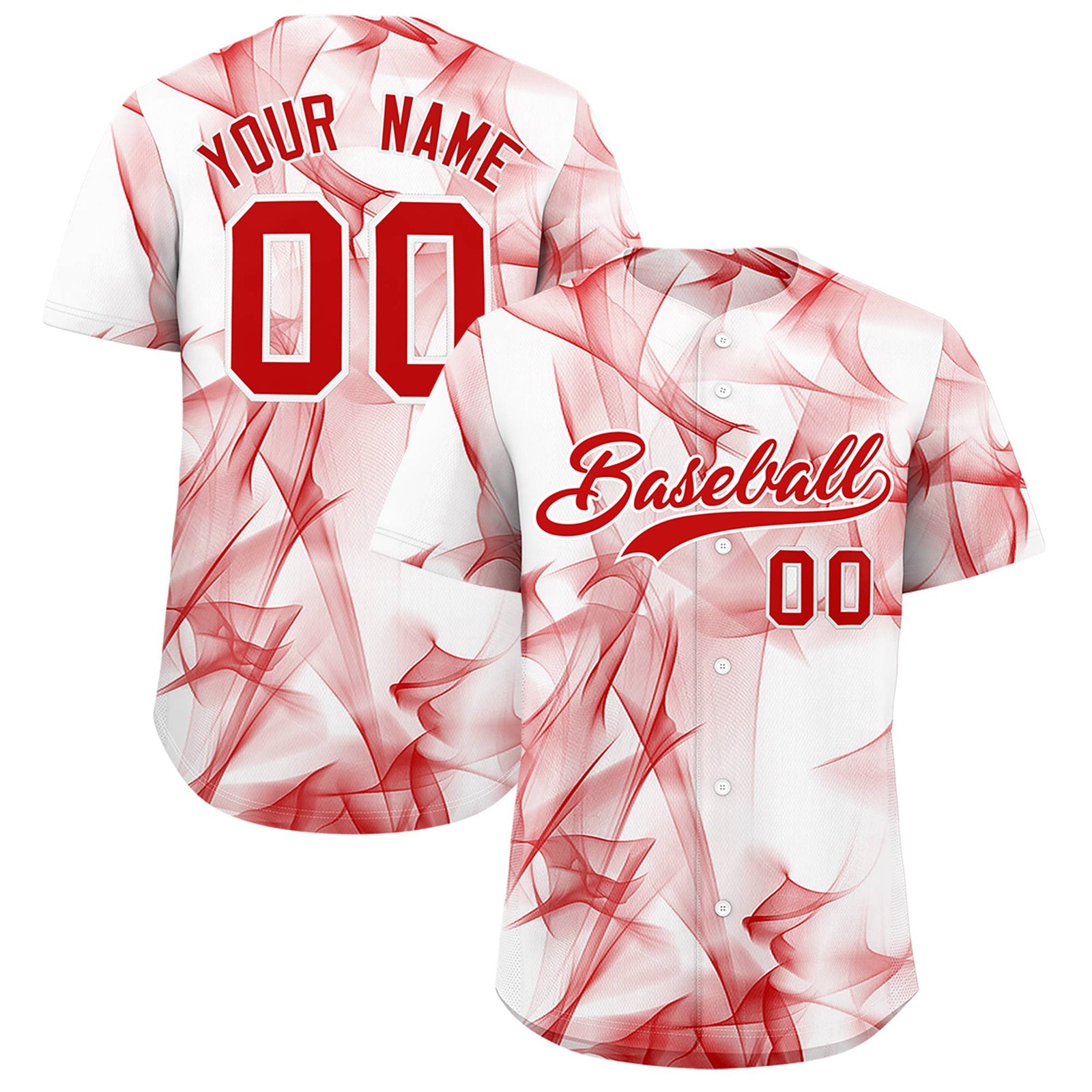 Custom White Fumes Graffiti Pattern Authentic Baseball Jersey