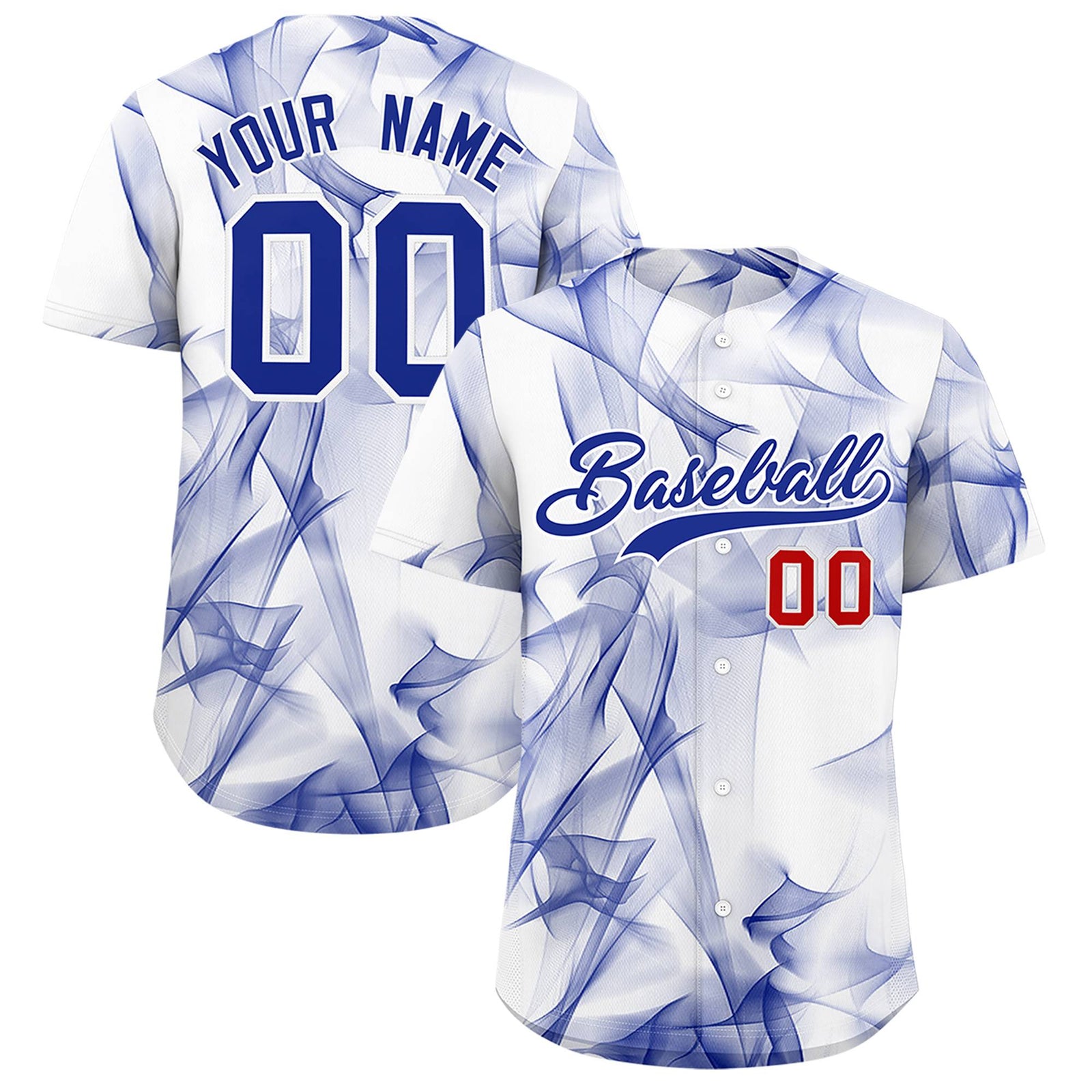 Custom White Fumes Graffiti Pattern Authentic Baseball Jersey