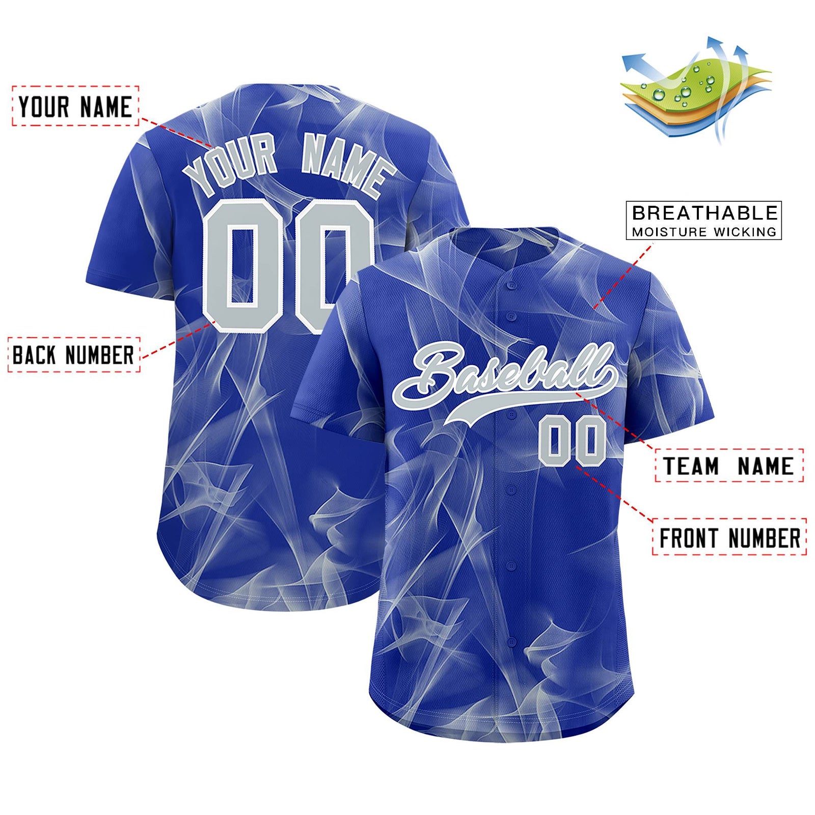 Custom Royal Fumes Graffiti Pattern Authentic Baseball Jersey