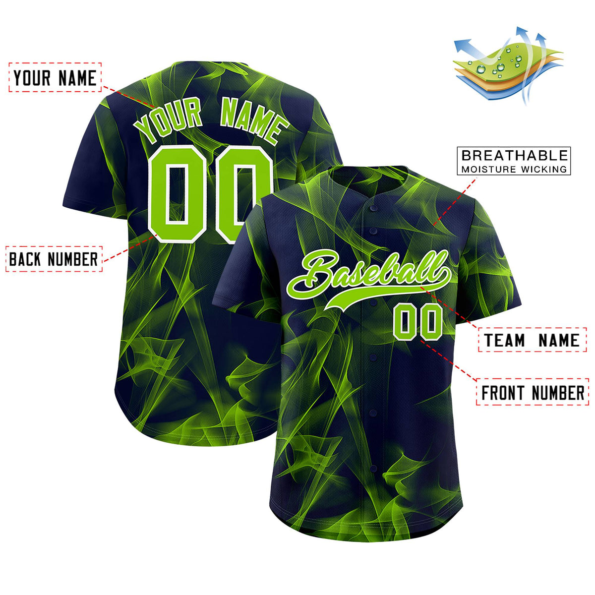 Custom Navy Fumes Graffiti Pattern Authentic Baseball Jersey