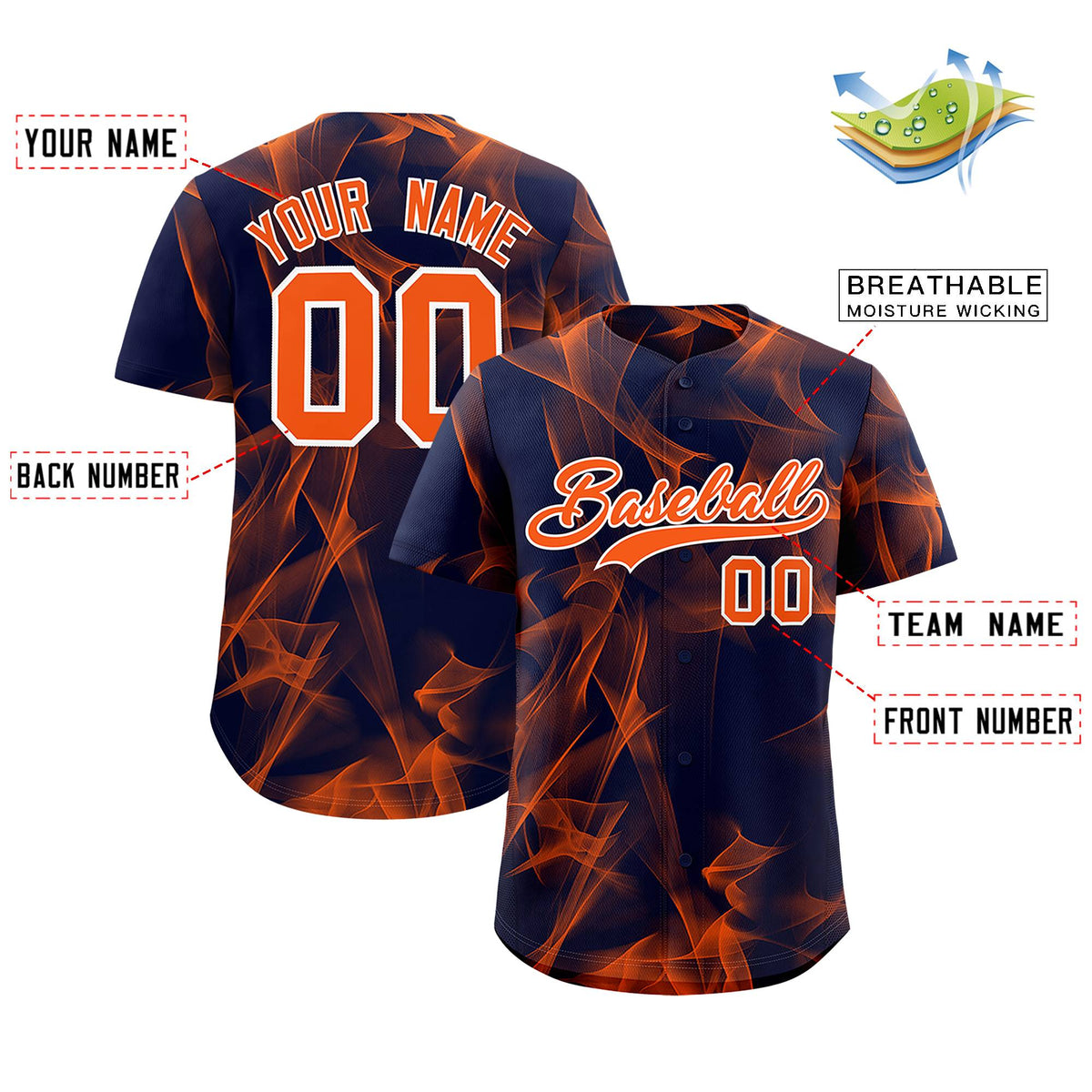 Custom Navy Fumes Graffiti Pattern Authentic Baseball Jersey