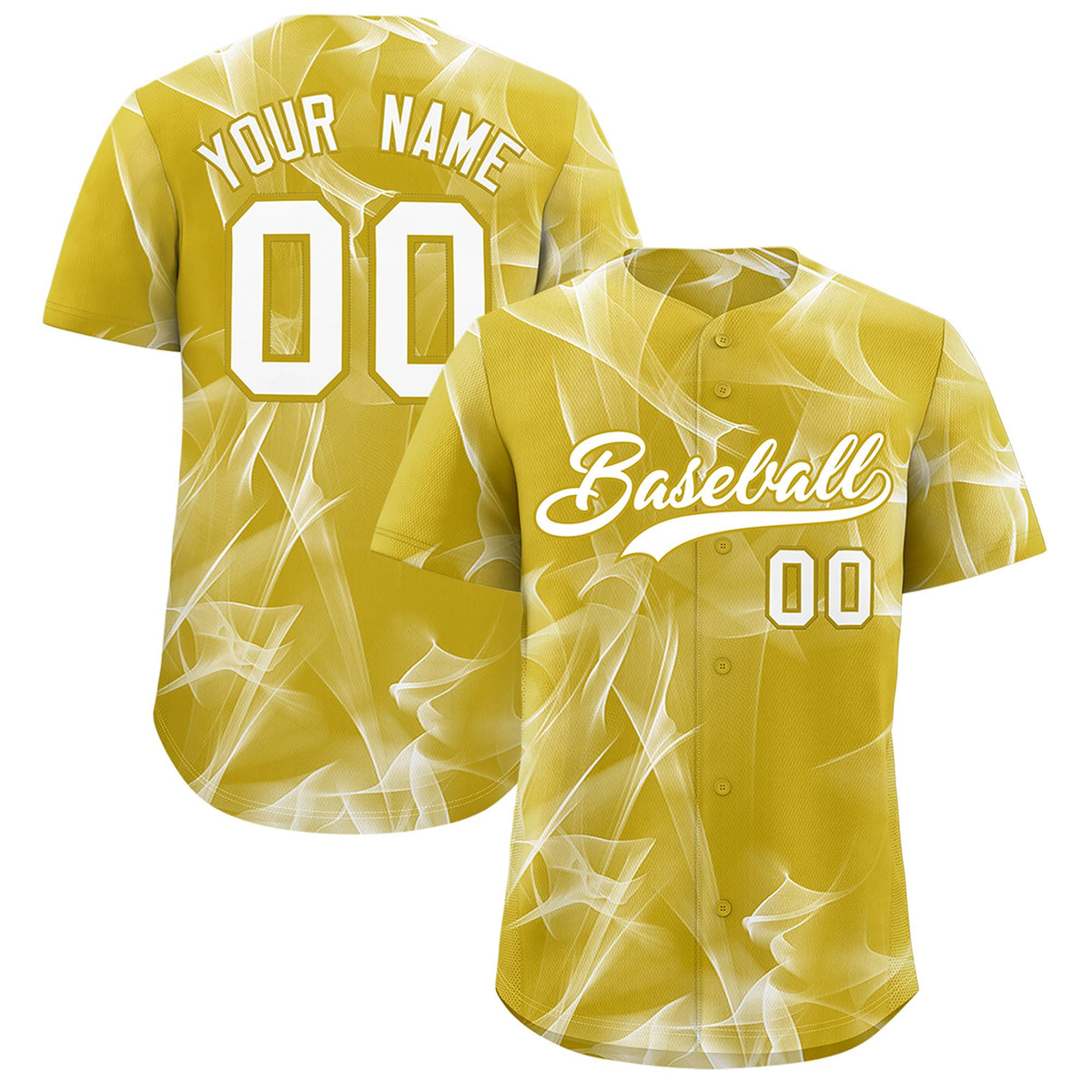 Custom Old Gold Fumes Graffiti Pattern Authentic Baseball Jersey