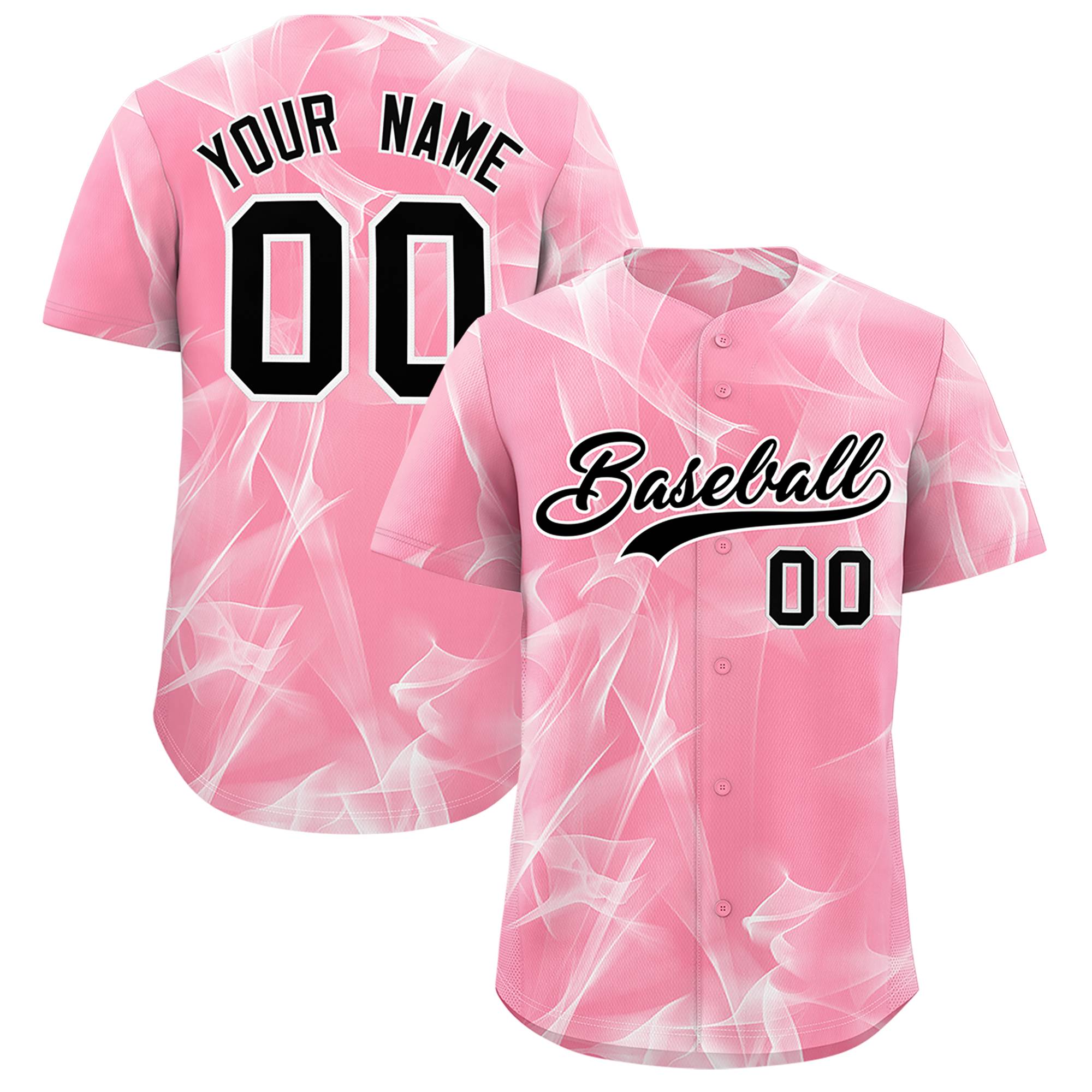 Custom Light Pink Fumes Graffiti Pattern Authentic Baseball Jersey