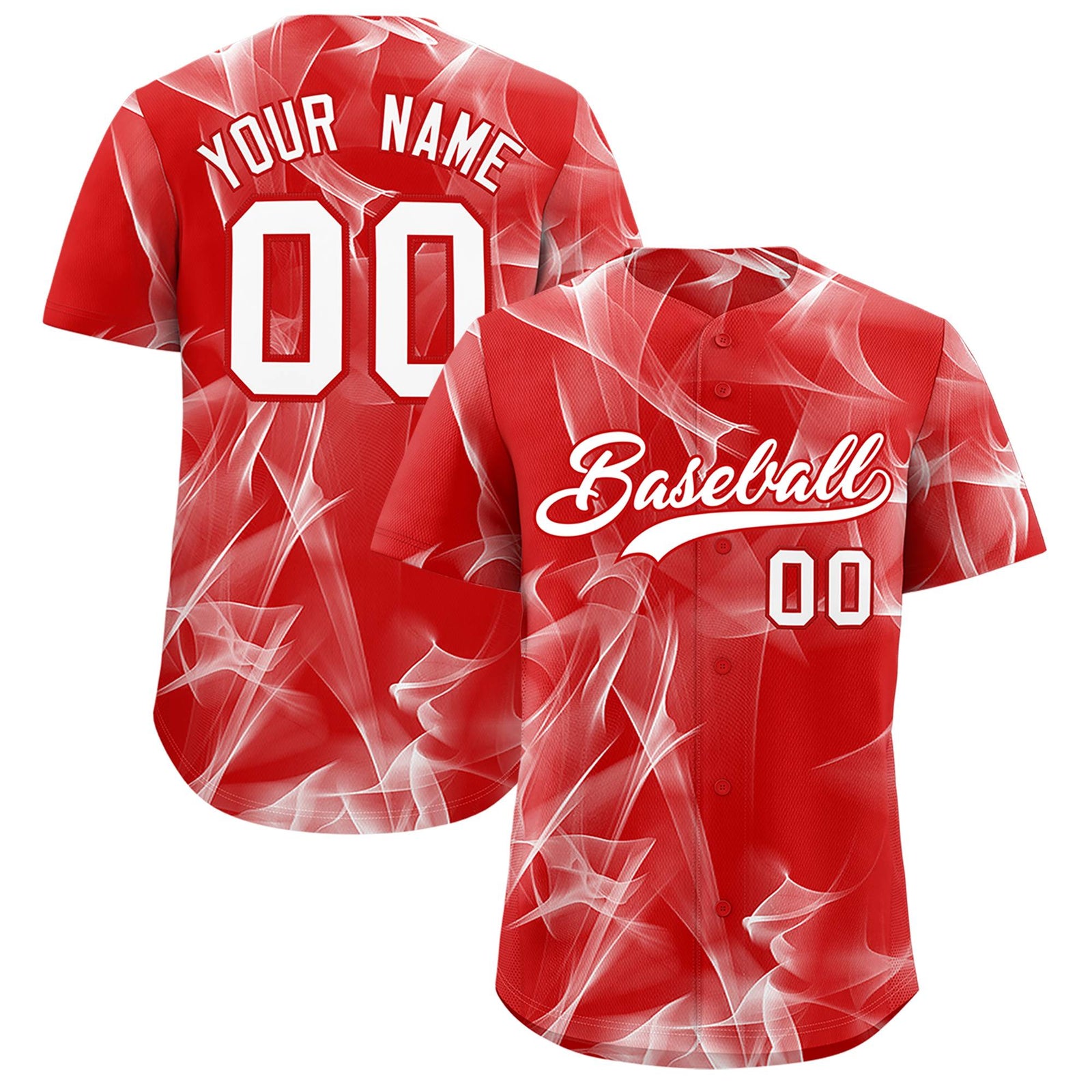 Custom Red Fumes Graffiti Pattern Authentic Baseball Jersey