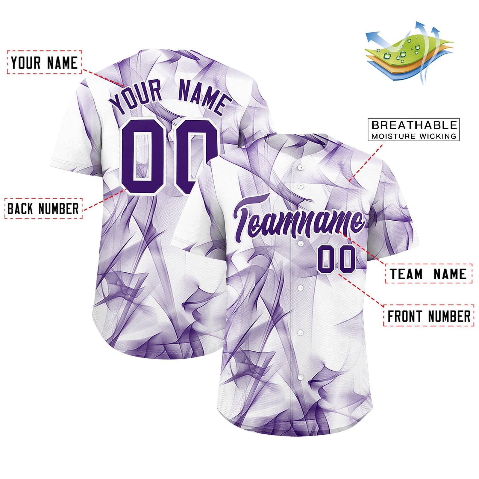 Custom White Fumes Graffiti Pattern Authentic Baseball Jersey