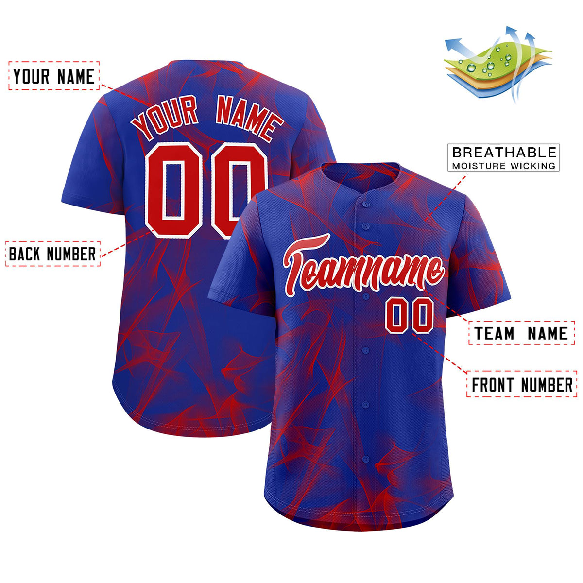 Custom Royal Fumes Graffiti Pattern Authentic Baseball Jersey