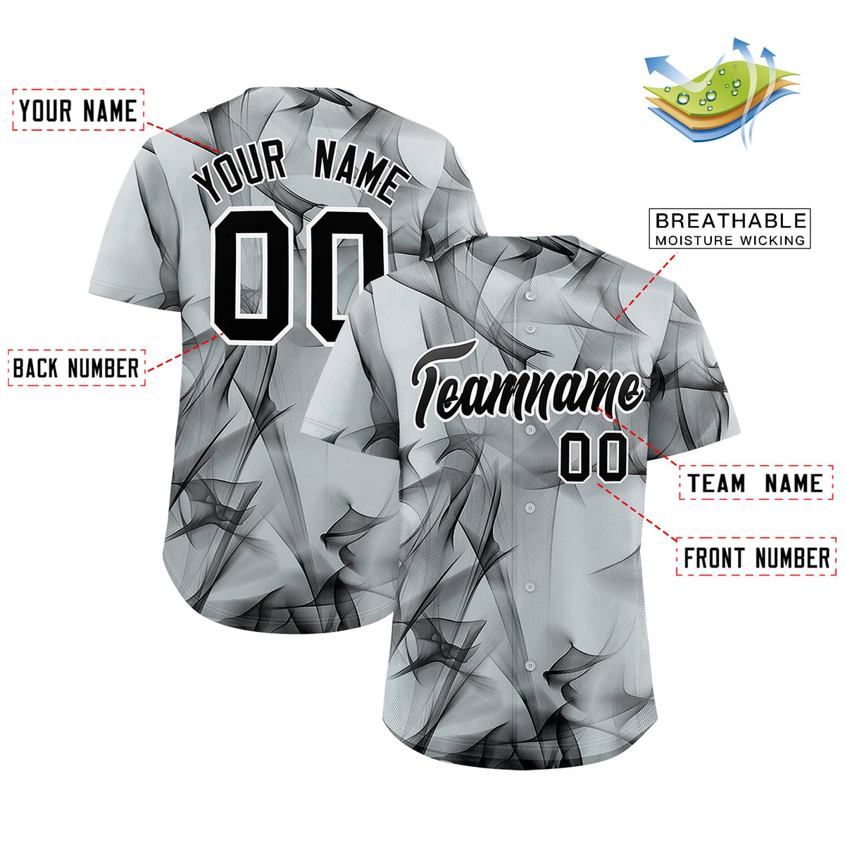 Custom Silver Fumes Graffiti Pattern Authentic Baseball Jersey