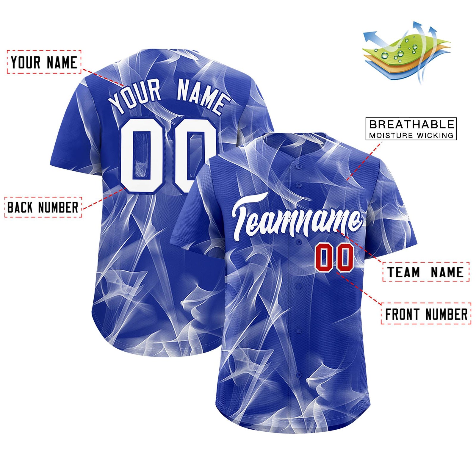 Custom Royal Fumes Graffiti Pattern Authentic Baseball Jersey