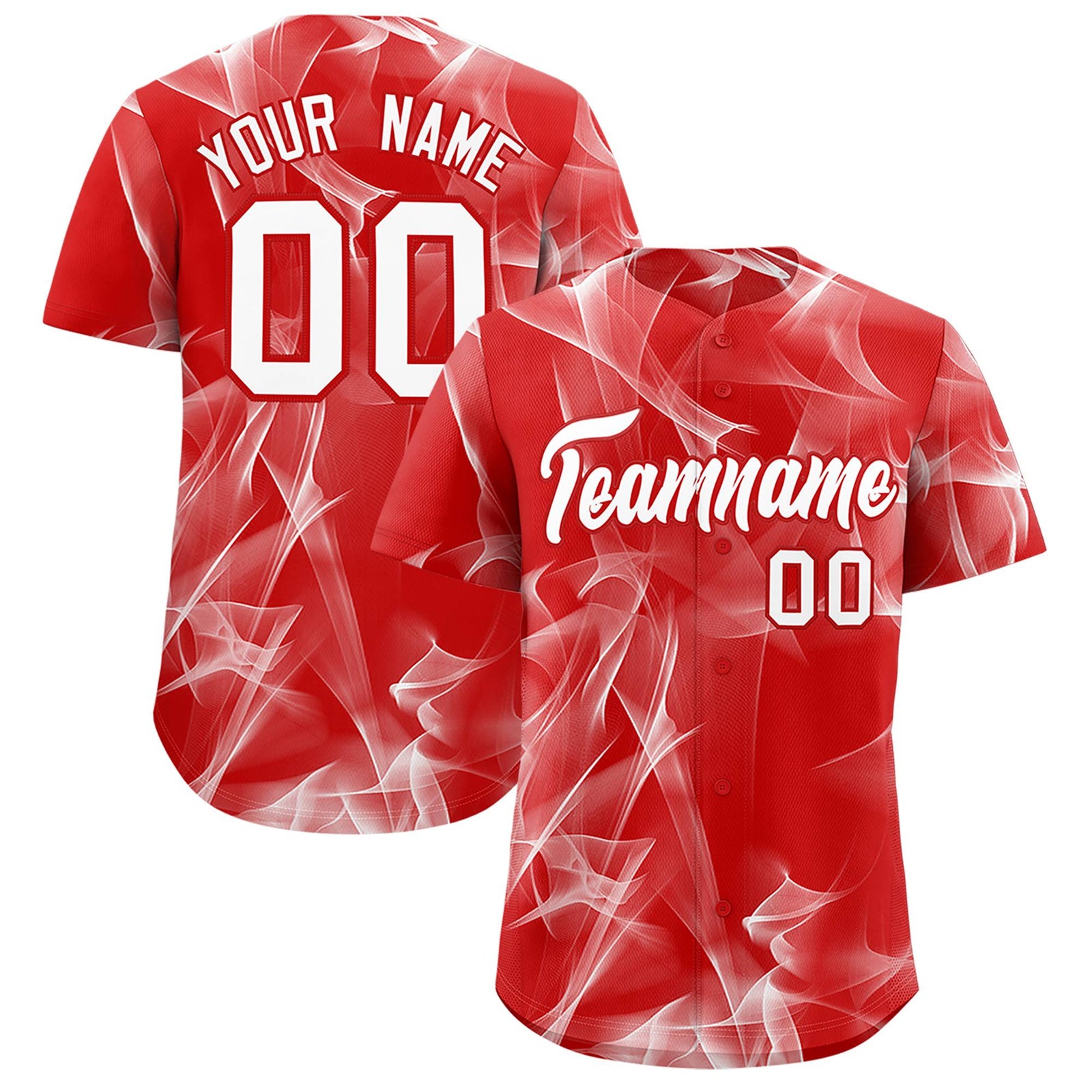 Custom Red Fumes Graffiti Pattern Authentic Baseball Jersey