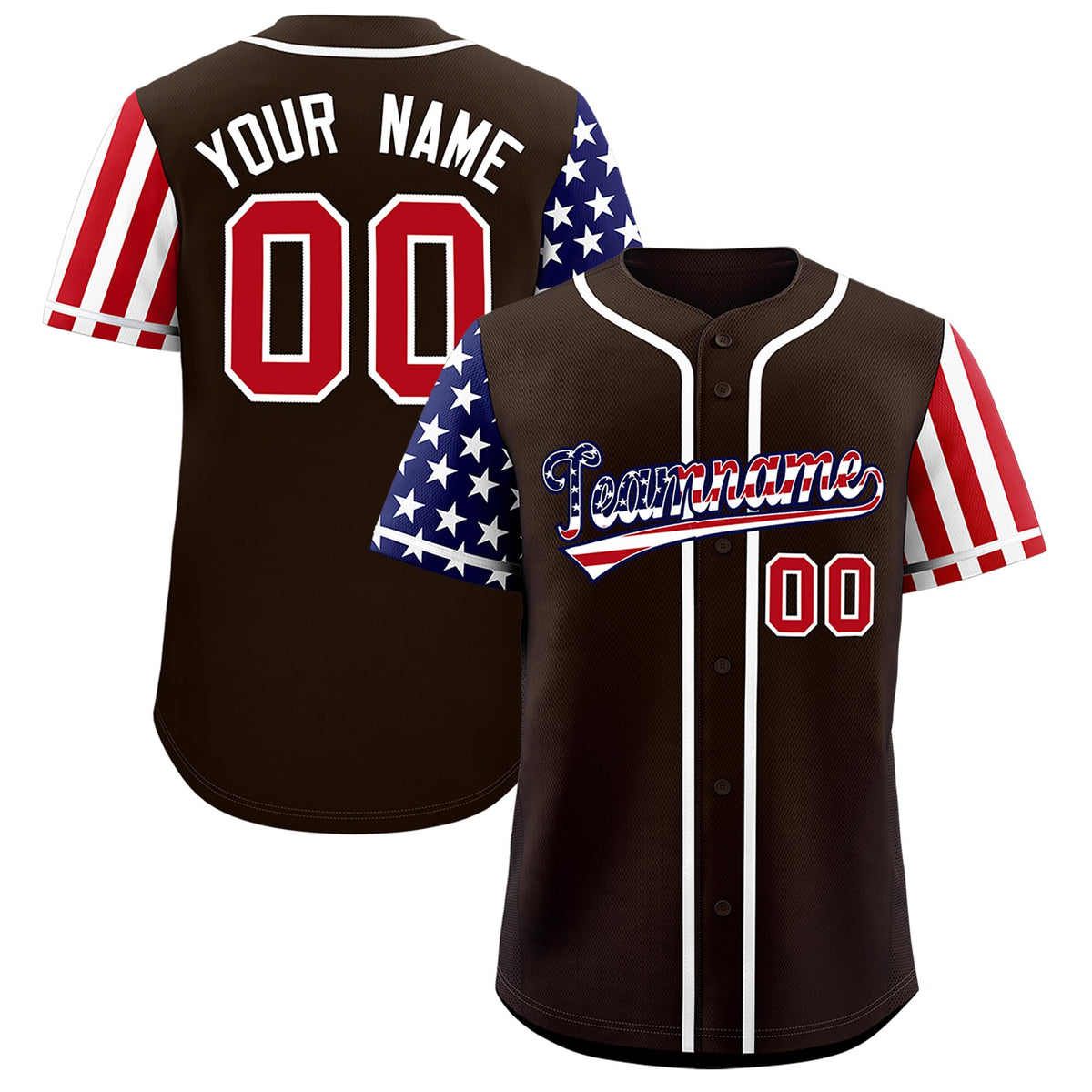 Custom Brown American Flag Design Personalized Baseball Jersey