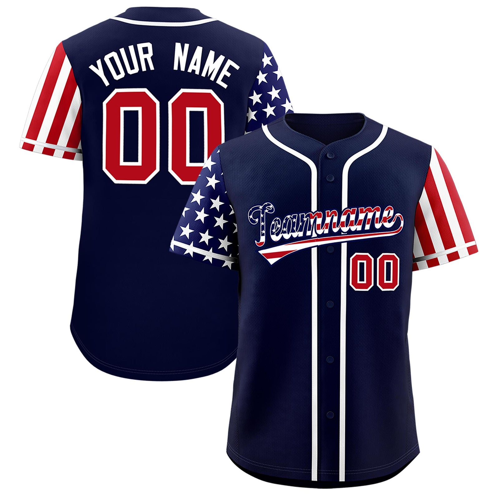 Custom Navy American Flag Design Personalized Baseball Jersey