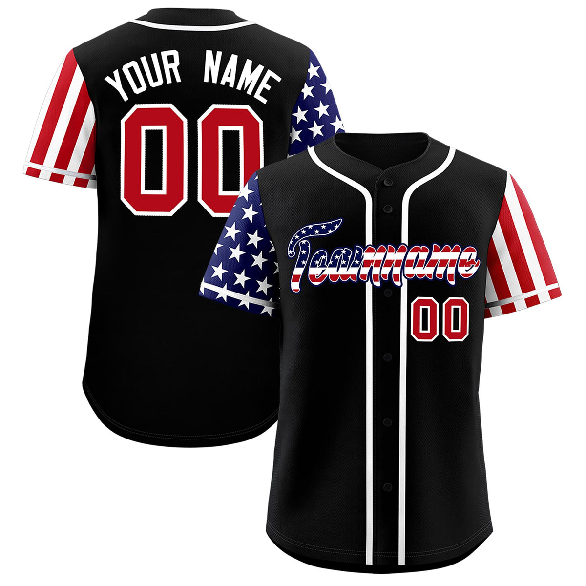Custom Black American Flag Design Personalized Baseball Jersey