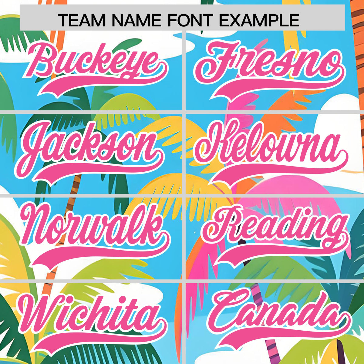 Custom Pink White Seaside Palm Tree Pattern Graffiti Hawaiian Style Baseball Jersey| KXKSHOP