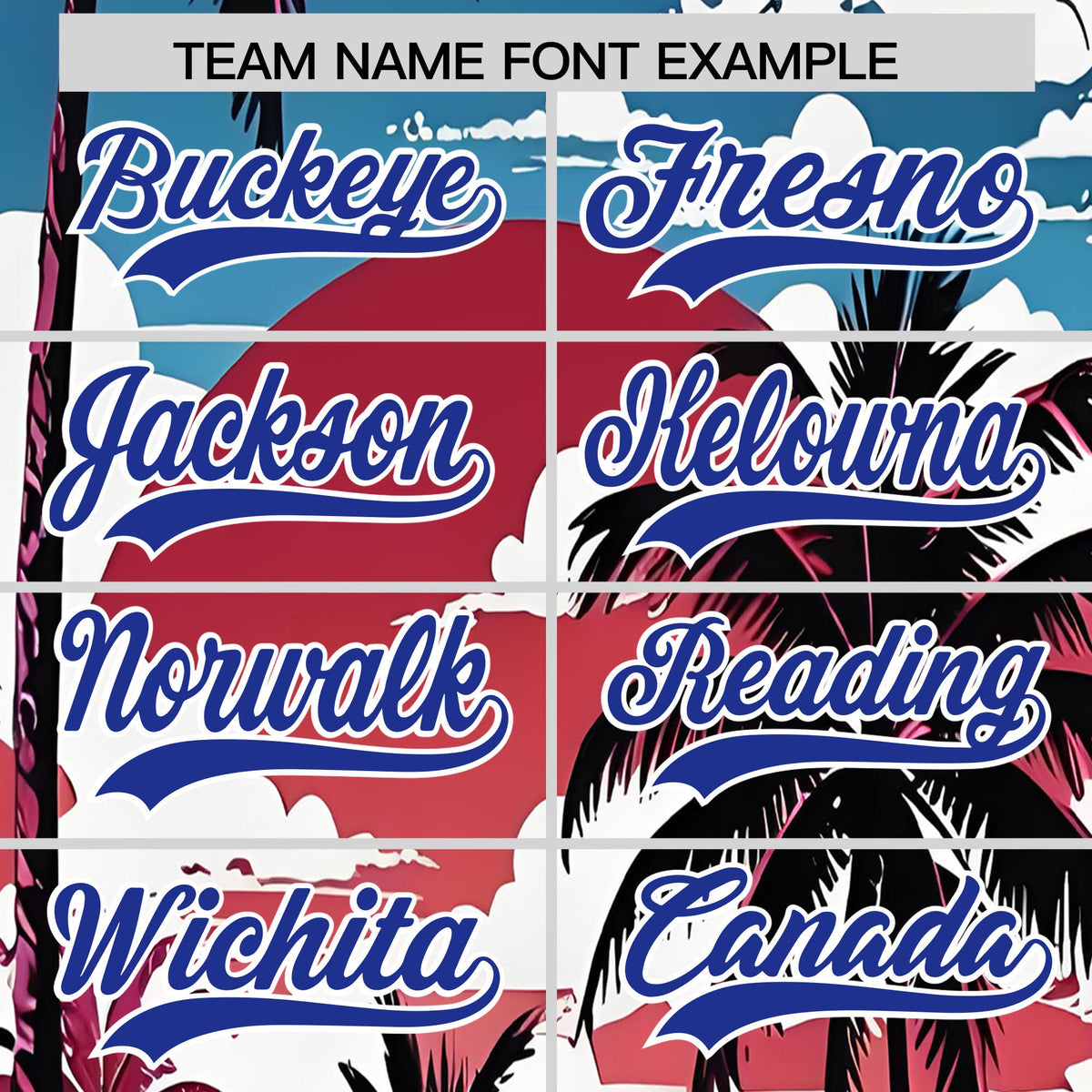 Custom White Royal Blue Palm Tree Pattern Graffiti Hawaiian Style Baseball Jersey| KXKSHOP