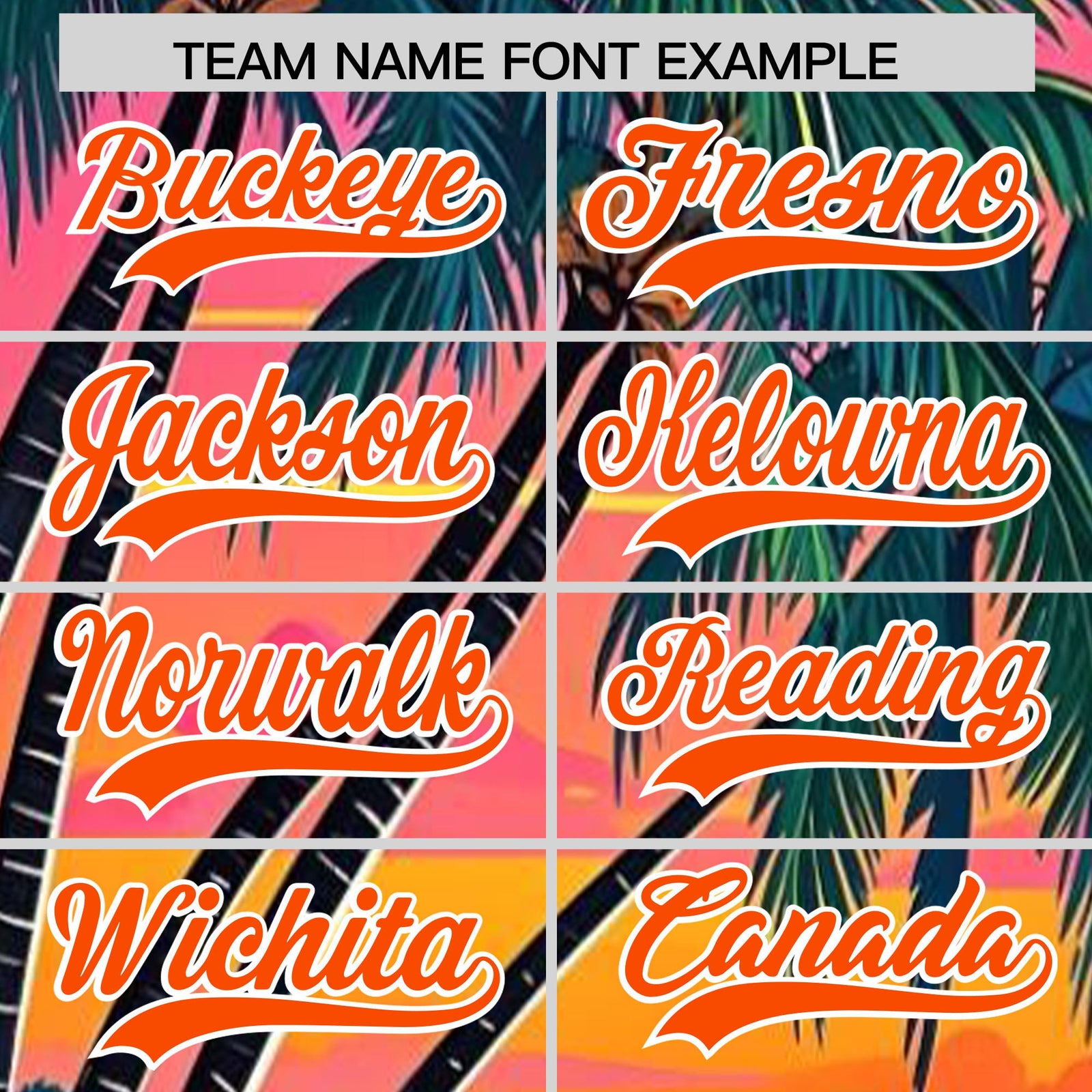 Custom Orange White Palm Tree Pattern Graffiti Hawaiian Style Baseball Jersey| KXKSHOP