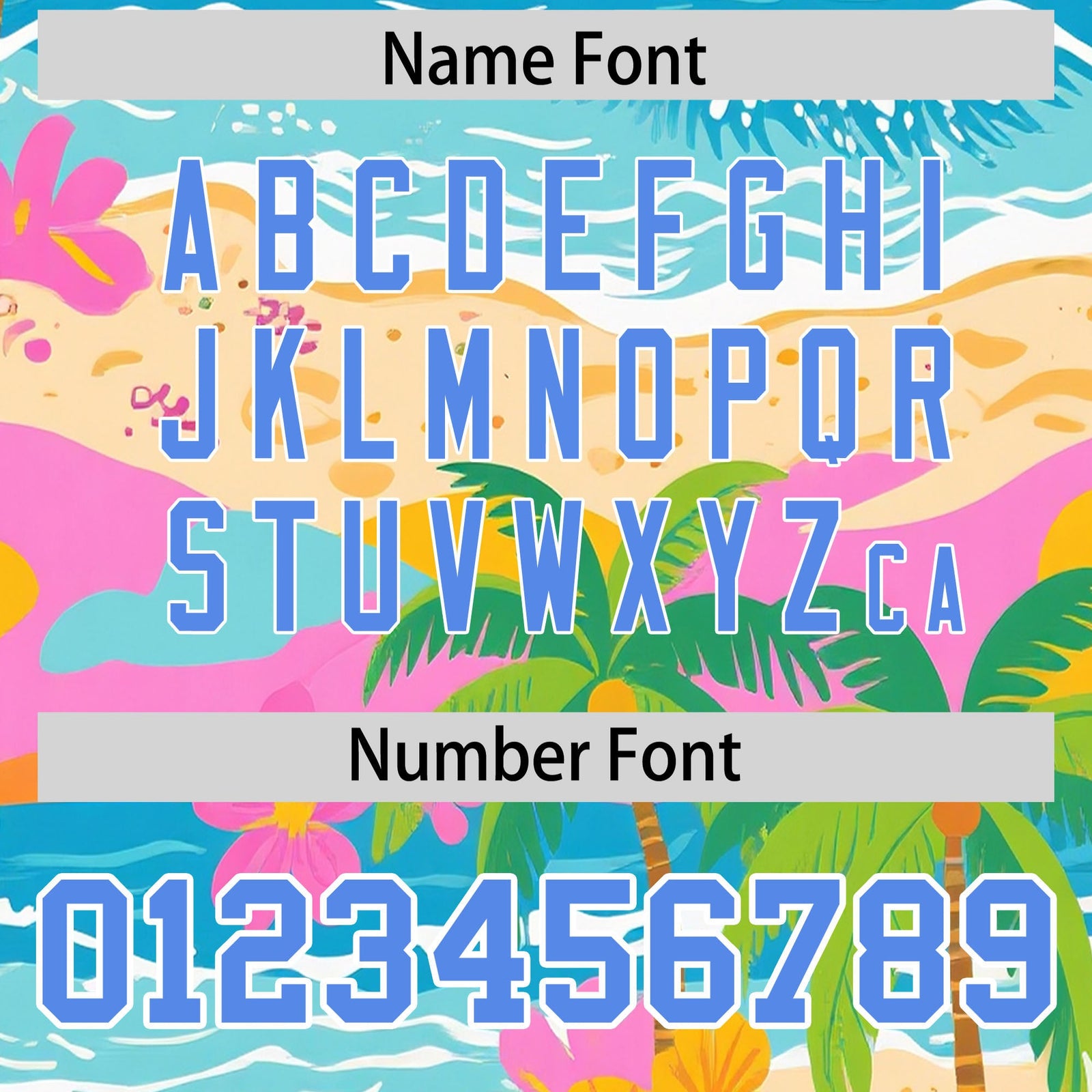 Custom Powder Blue White Palm Tree Pattern Graffiti Hawaiian Style Baseball Jersey| KXKSHOP