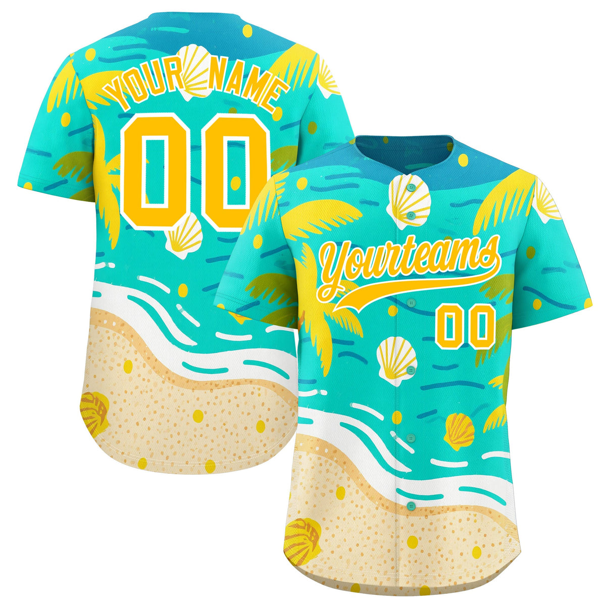 Custom White Yellow Palm Tree Pattern Graffiti Hawaiian Style Baseball Jersey| KXKSHOP