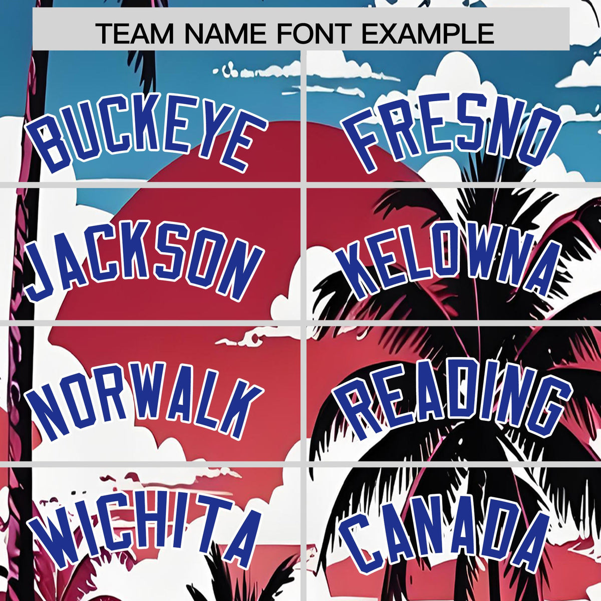 Custom White Royal Blue Palm Tree Pattern Graffiti Hawaiian Style Baseball Jersey| KXKSHOP