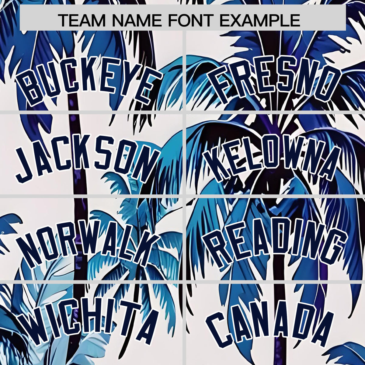Custom Navy White Palm Tree Pattern Graffiti Hawaiian Style Baseball Jersey| KXKSHOP