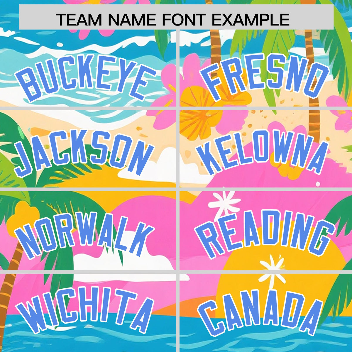 Custom Powder Blue White Palm Tree Pattern Graffiti Hawaiian Style Baseball Jersey| KXKSHOP