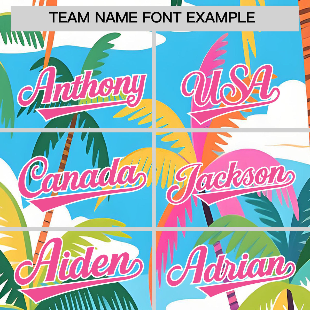 Custom Pink White Seaside Palm Tree Pattern Graffiti Hawaiian Style Baseball Jersey| KXKSHOP