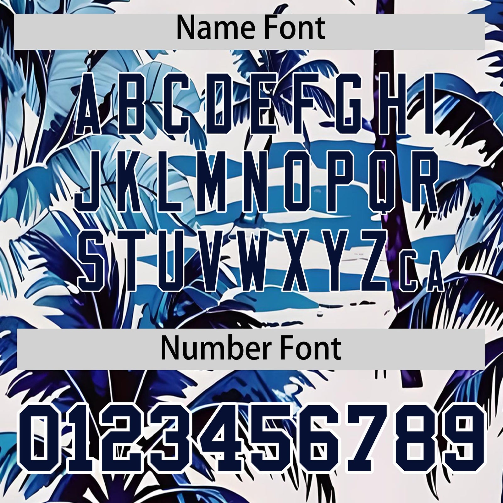 Custom Navy White Palm Tree Pattern Graffiti Hawaiian Style Baseball Jersey| KXKSHOP