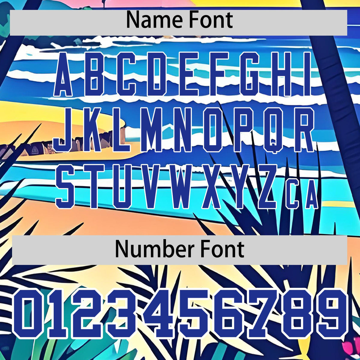 Custom Royal Blue White Palm Tree Pattern Graffiti Hawaiian Style Baseball Jersey| KXKSHOP