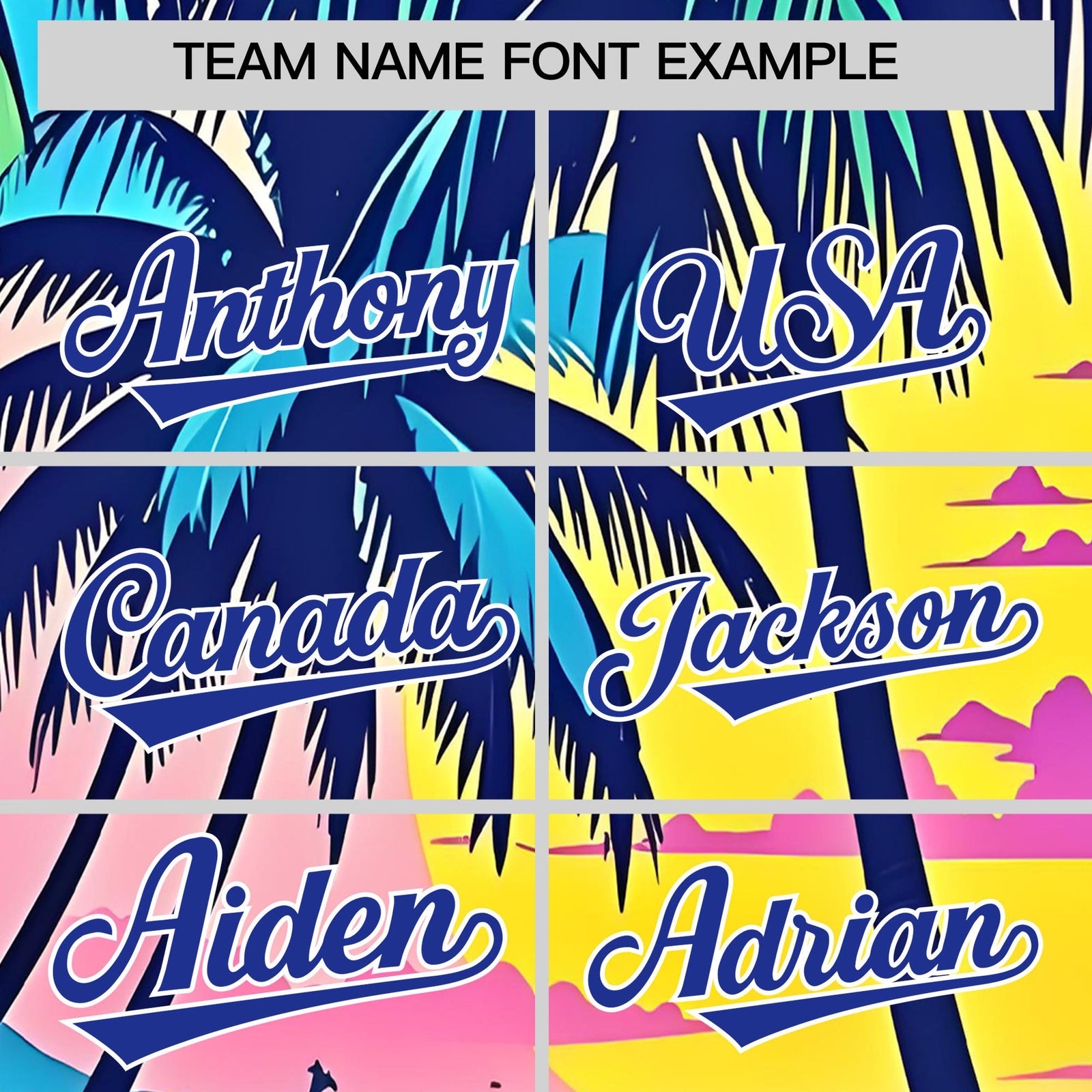 Custom Royal Blue White Palm Tree Pattern Graffiti Hawaiian Style Baseball Jersey| KXKSHOP