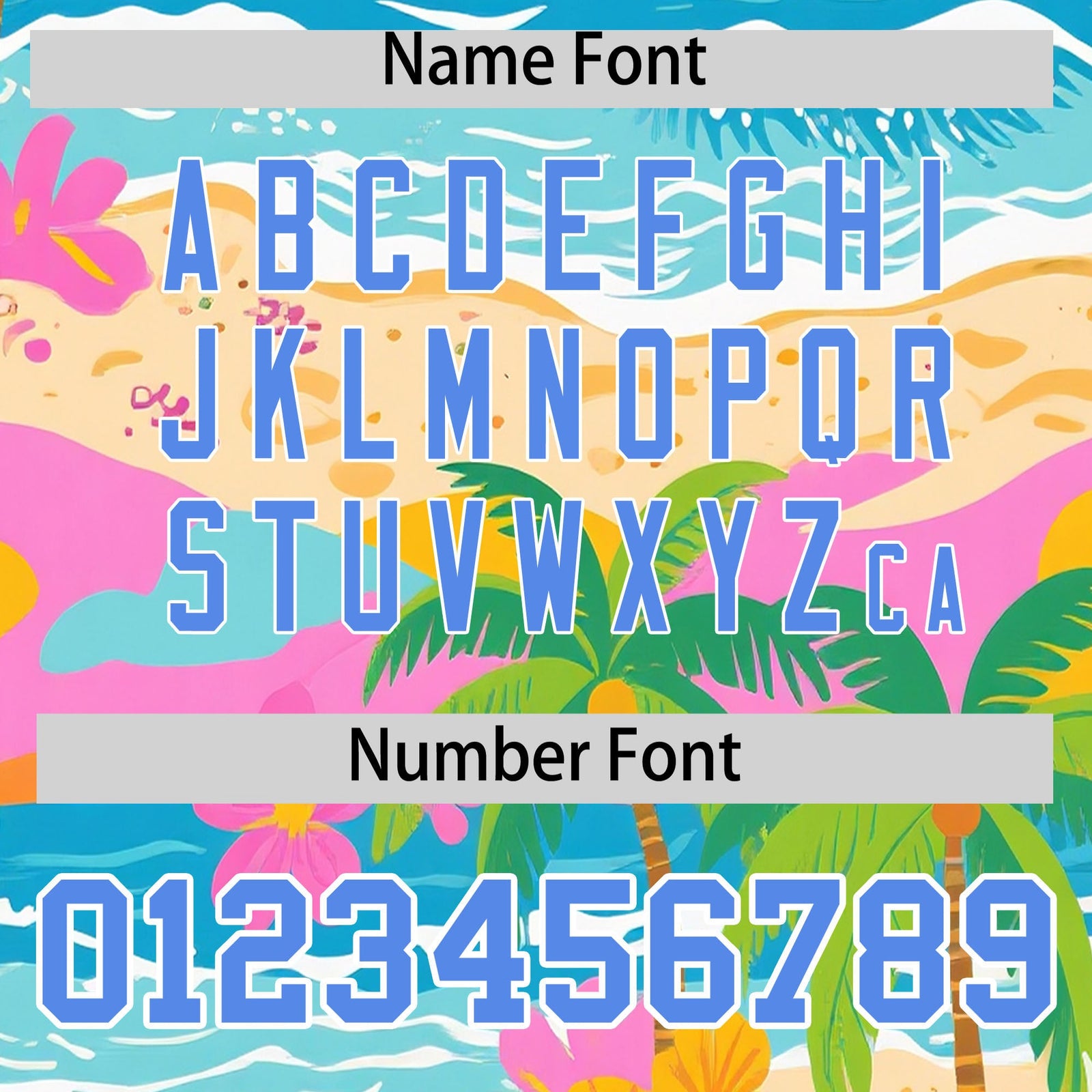 Custom Powder Blue White Palm Tree Pattern Graffiti Hawaiian Style Baseball Jersey| KXKSHOP