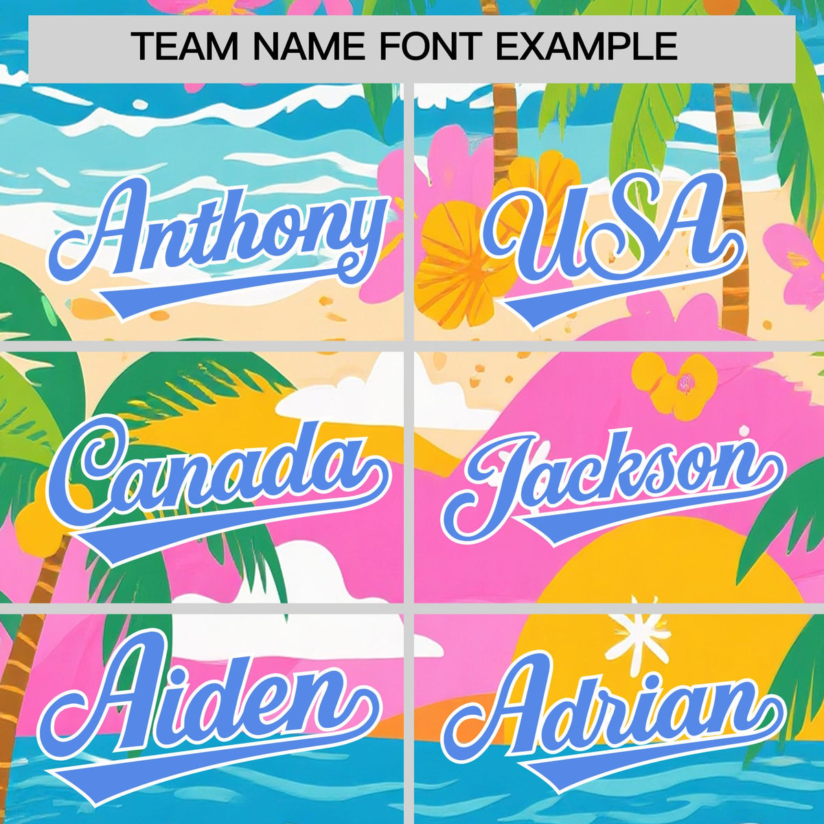 Custom Powder Blue White Palm Tree Pattern Graffiti Hawaiian Style Baseball Jersey| KXKSHOP