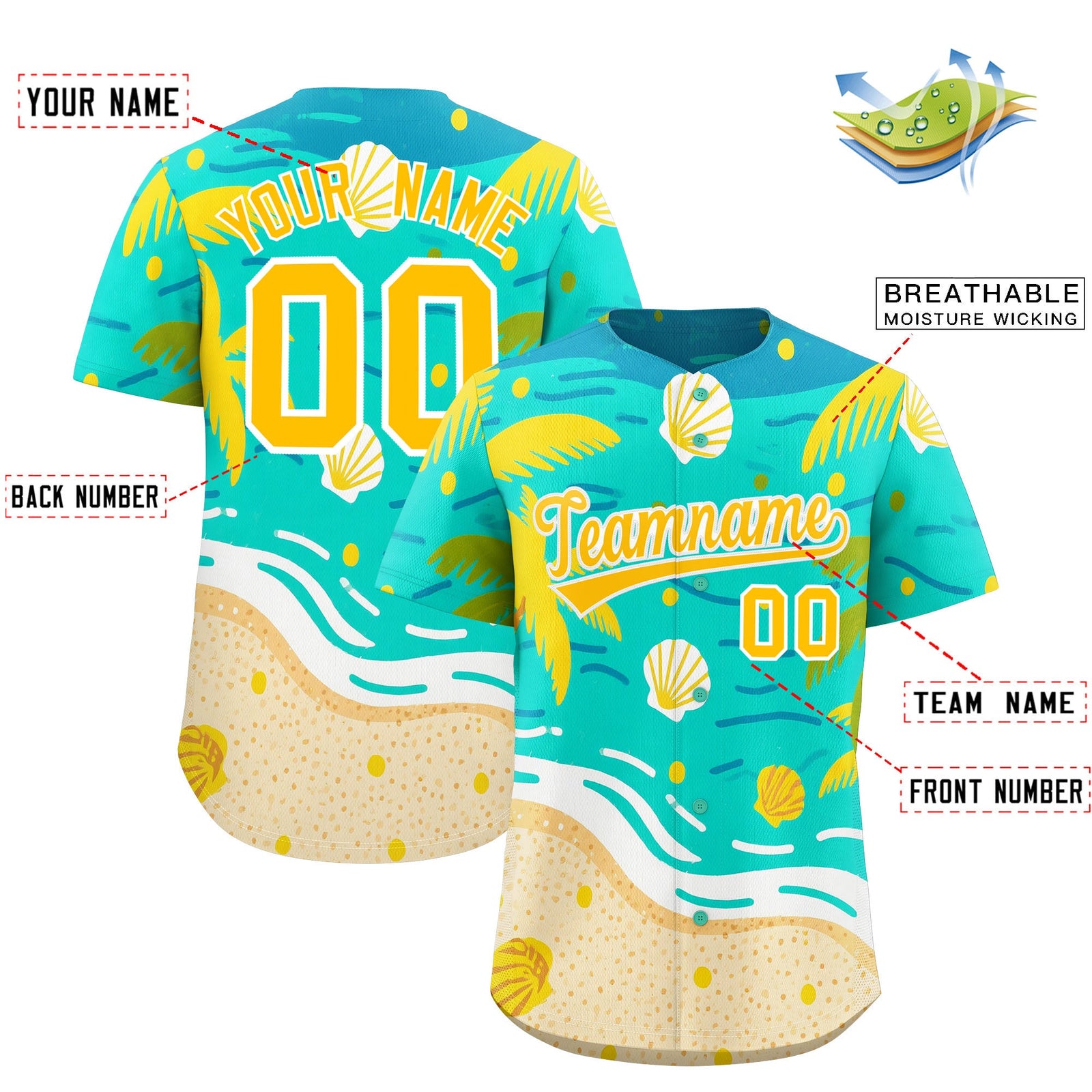 Custom White Yellow Palm Tree Pattern Graffiti Hawaiian Style Baseball Jersey| KXKSHOP