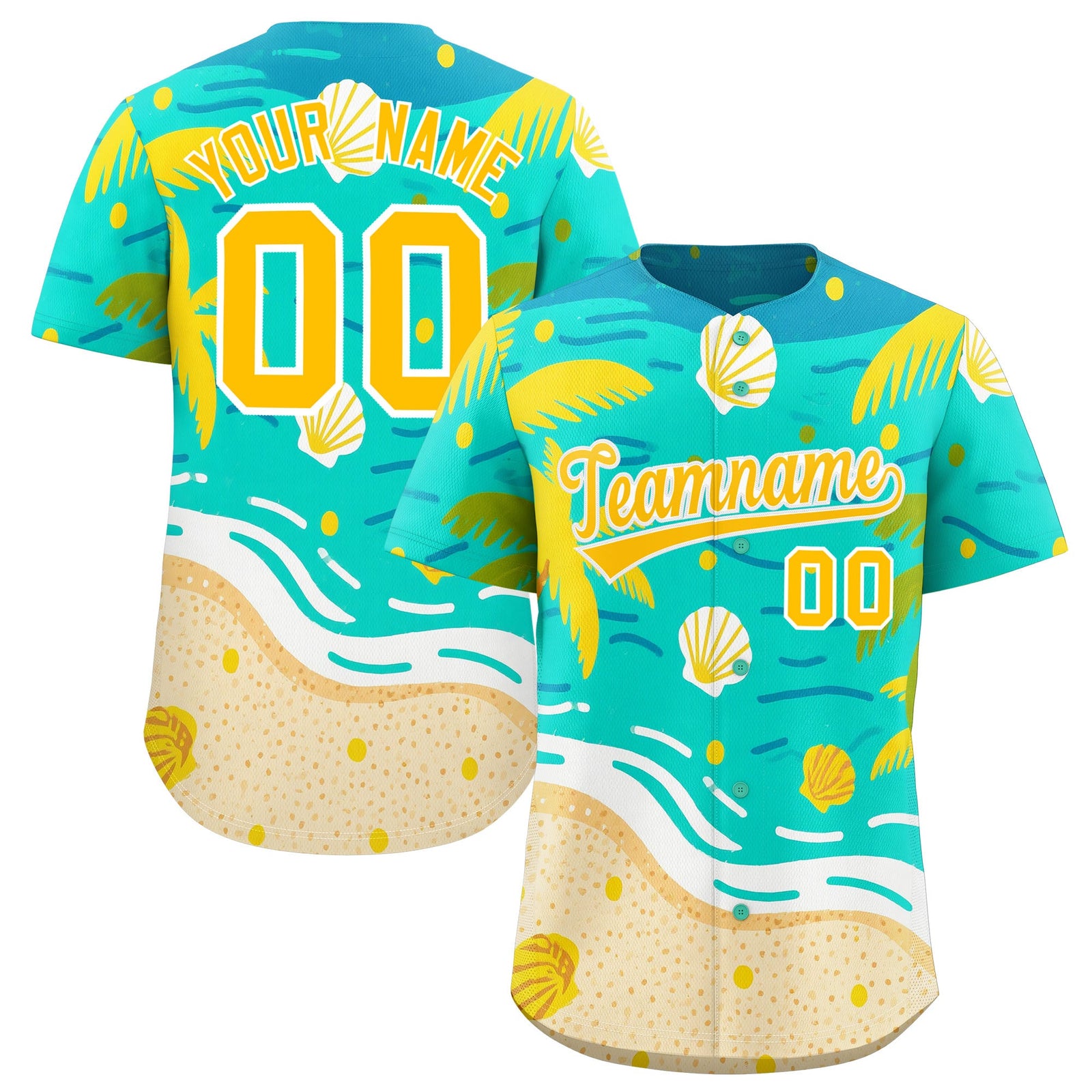 Custom White Yellow Palm Tree Pattern Graffiti Hawaiian Style Baseball Jersey| KXKSHOP