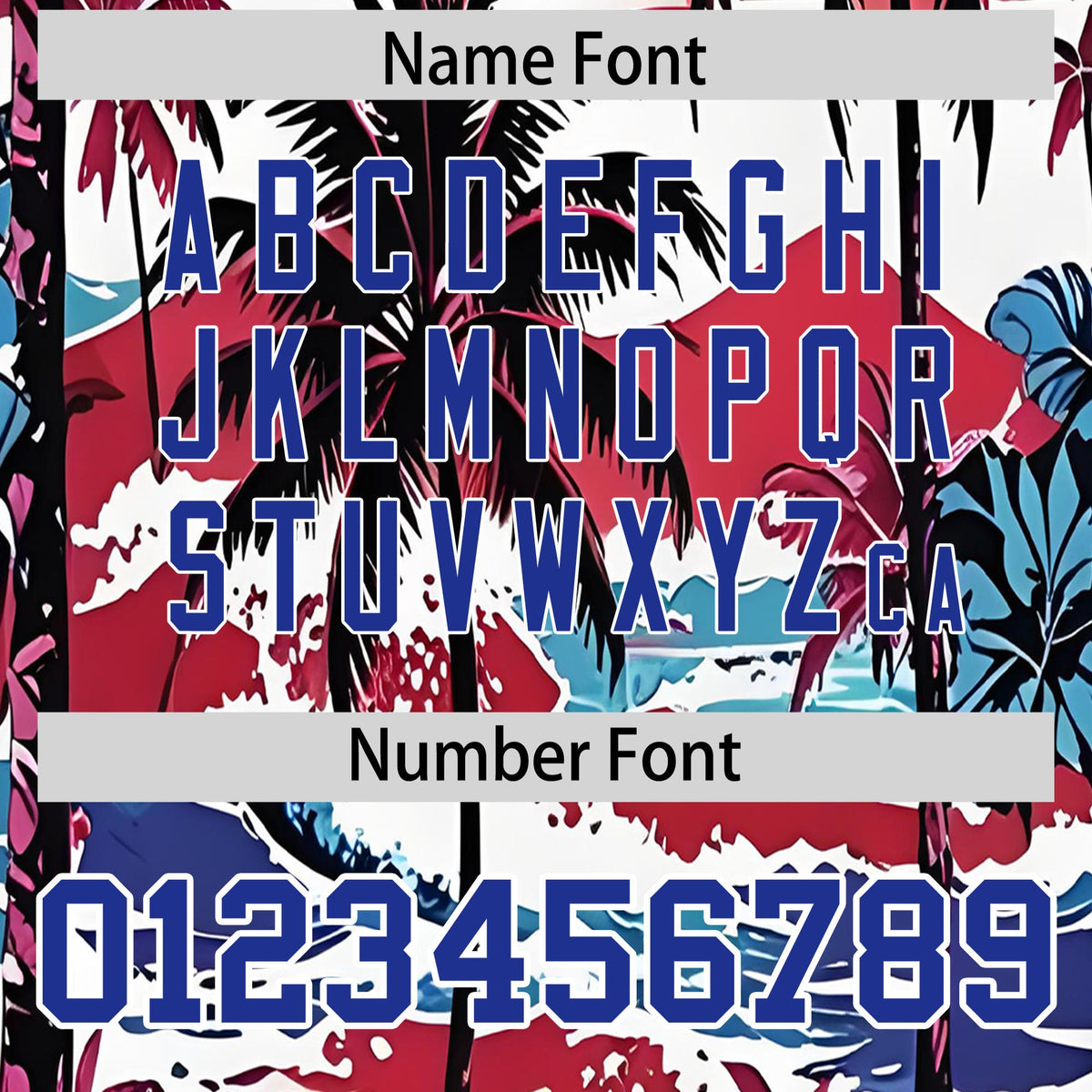 Custom White Royal Blue Palm Tree Pattern Graffiti Hawaiian Style Baseball Jersey| KXKSHOP