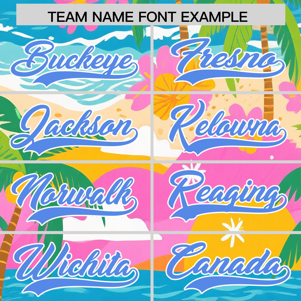 Custom Powder Blue White Palm Tree Pattern Graffiti Hawaiian Style Baseball Jersey| KXKSHOP