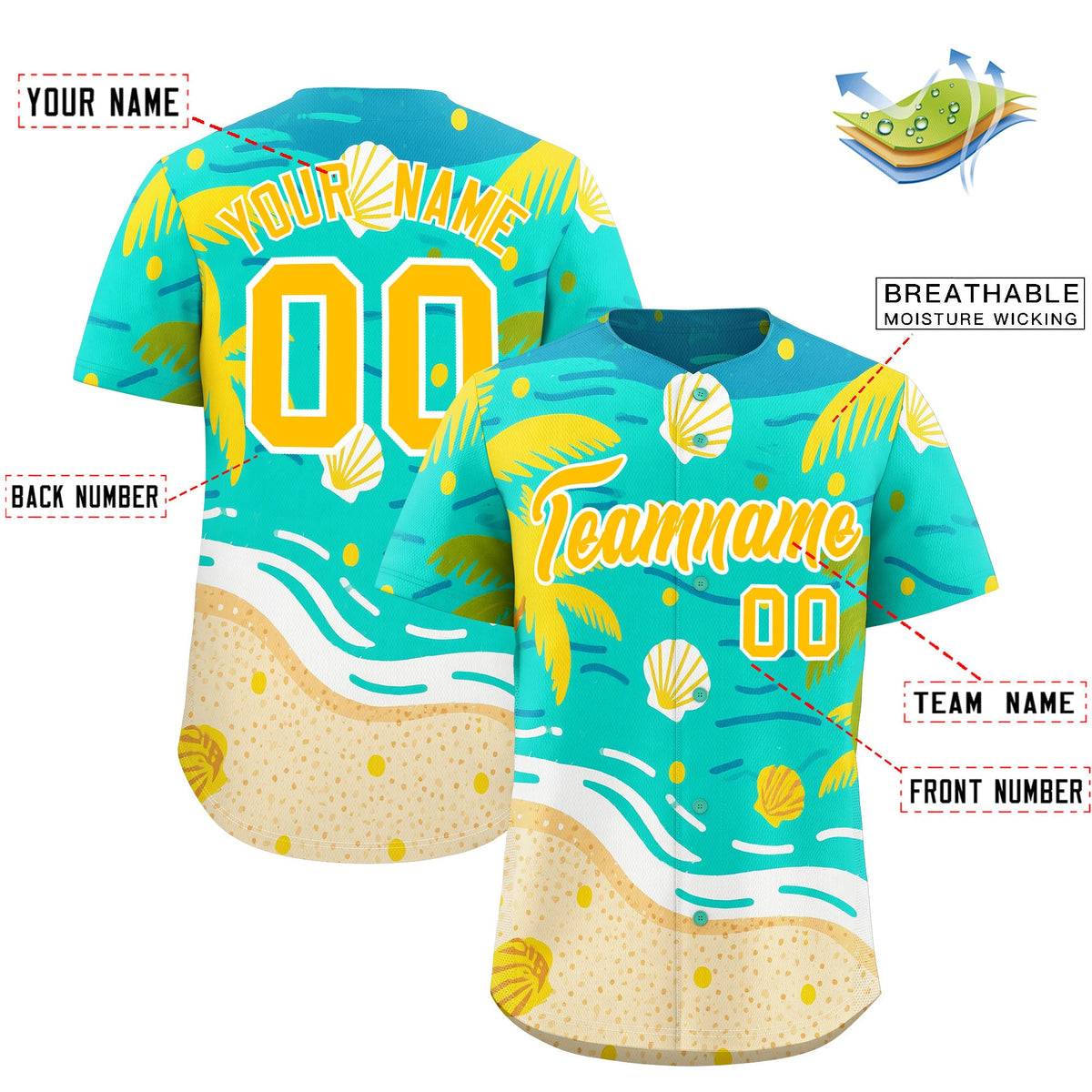 Custom White Yellow Palm Tree Pattern Graffiti Hawaiian Style Baseball Jersey| KXKSHOP