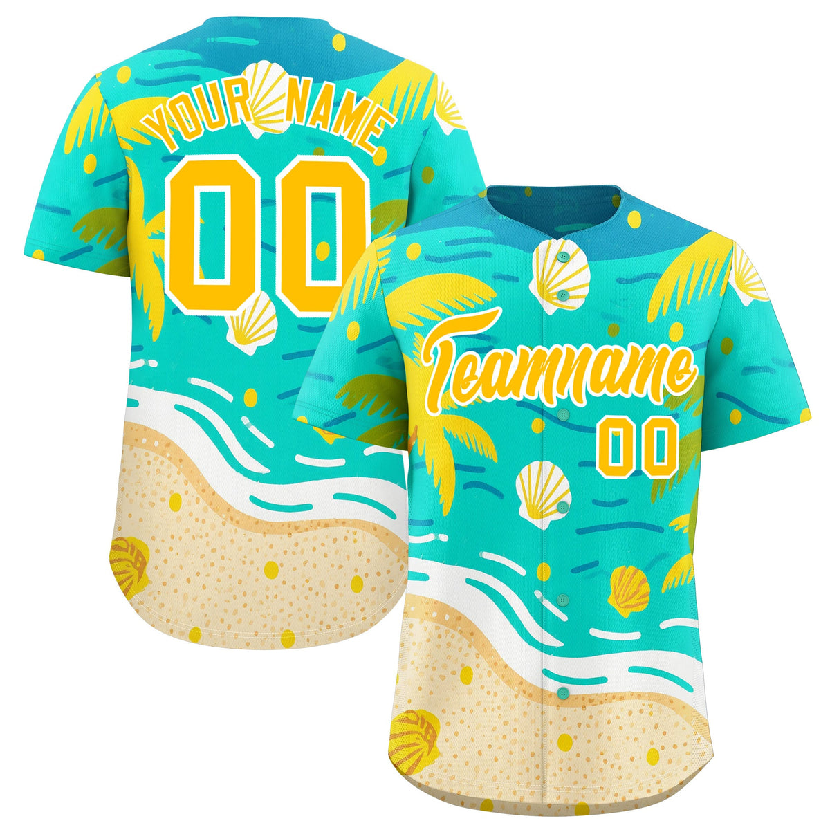Custom White Yellow Palm Tree Pattern Graffiti Hawaiian Style Baseball Jersey| KXKSHOP