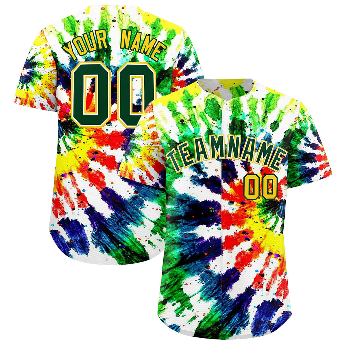 Custom Multi Color Tie-Dye Graffiti Pattern Authentic Baseball Jersey
