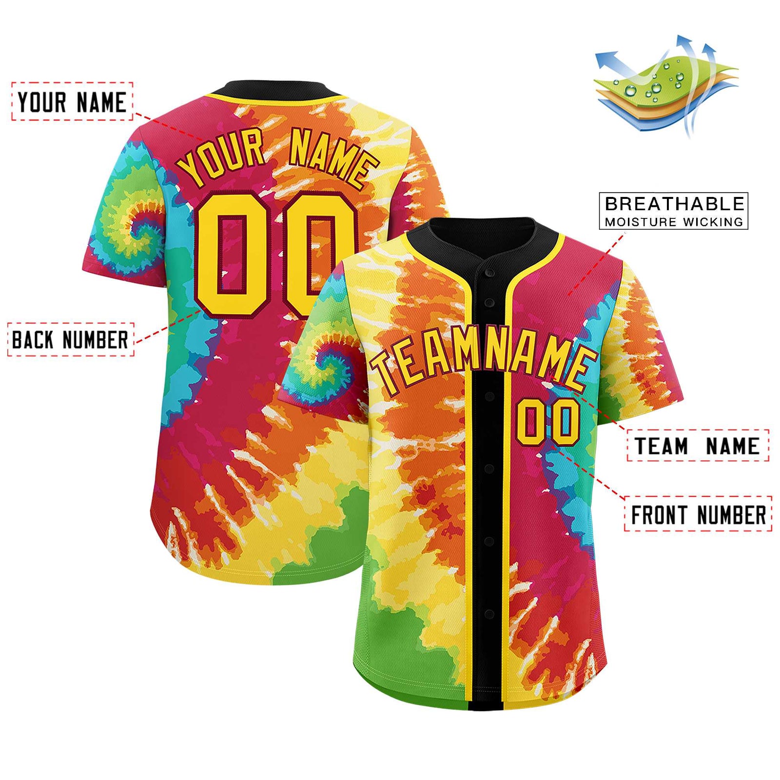 Custom Black Tie-Dye Graffiti Pattern Authentic Baseball Jersey