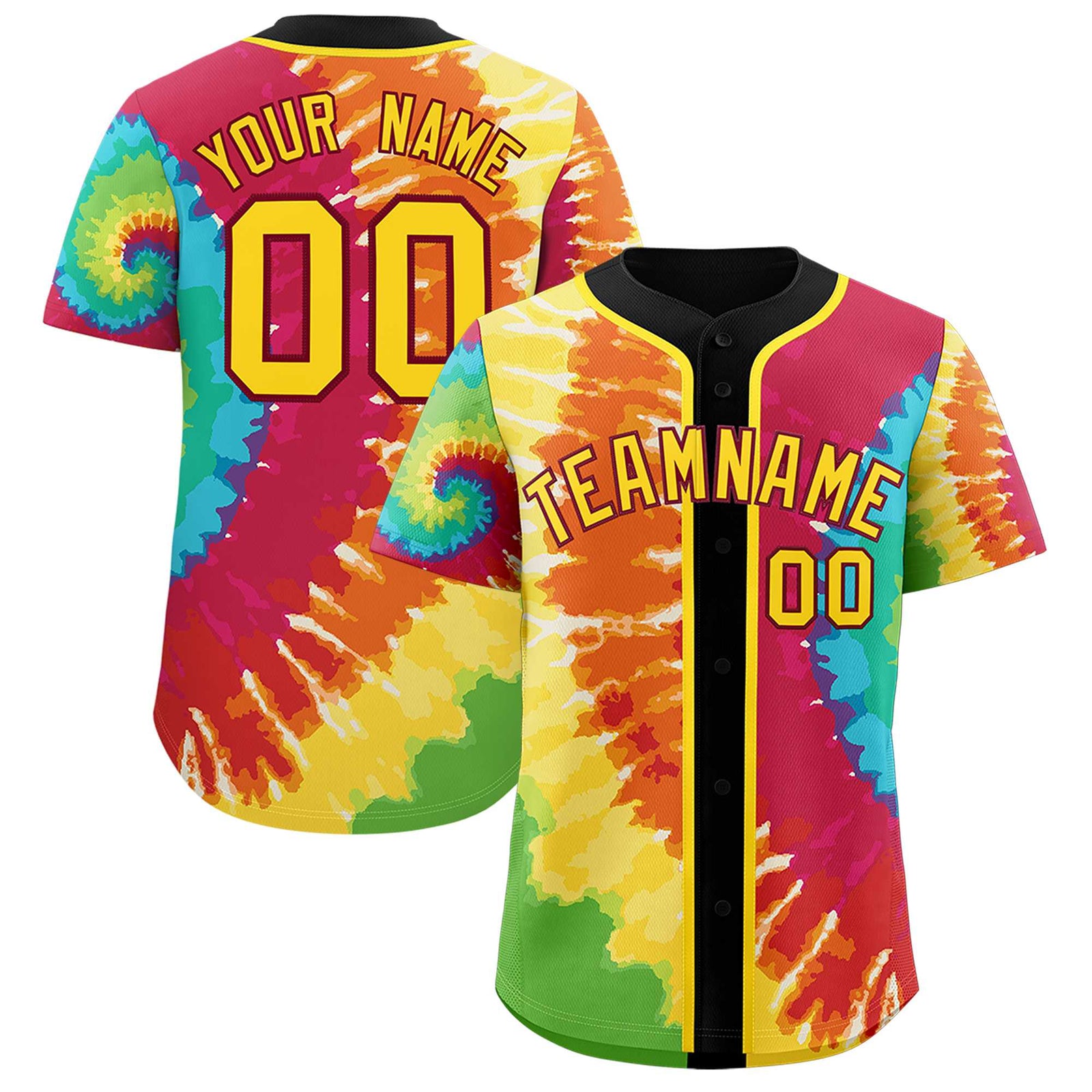 Custom Black Tie-Dye Graffiti Pattern Authentic Baseball Jersey