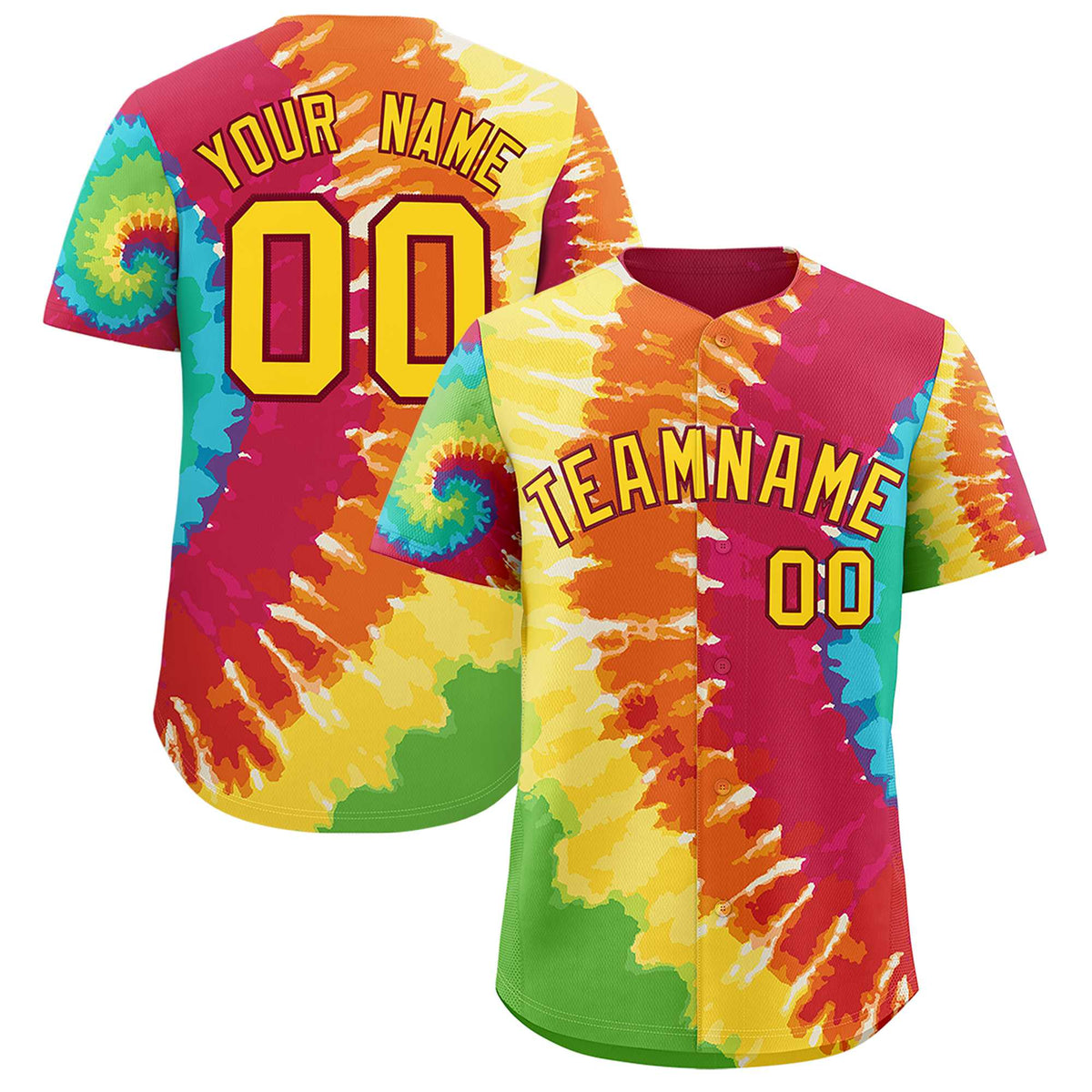 Custom Multi Color Tie-Dye Graffiti Pattern Authentic Baseball Jersey