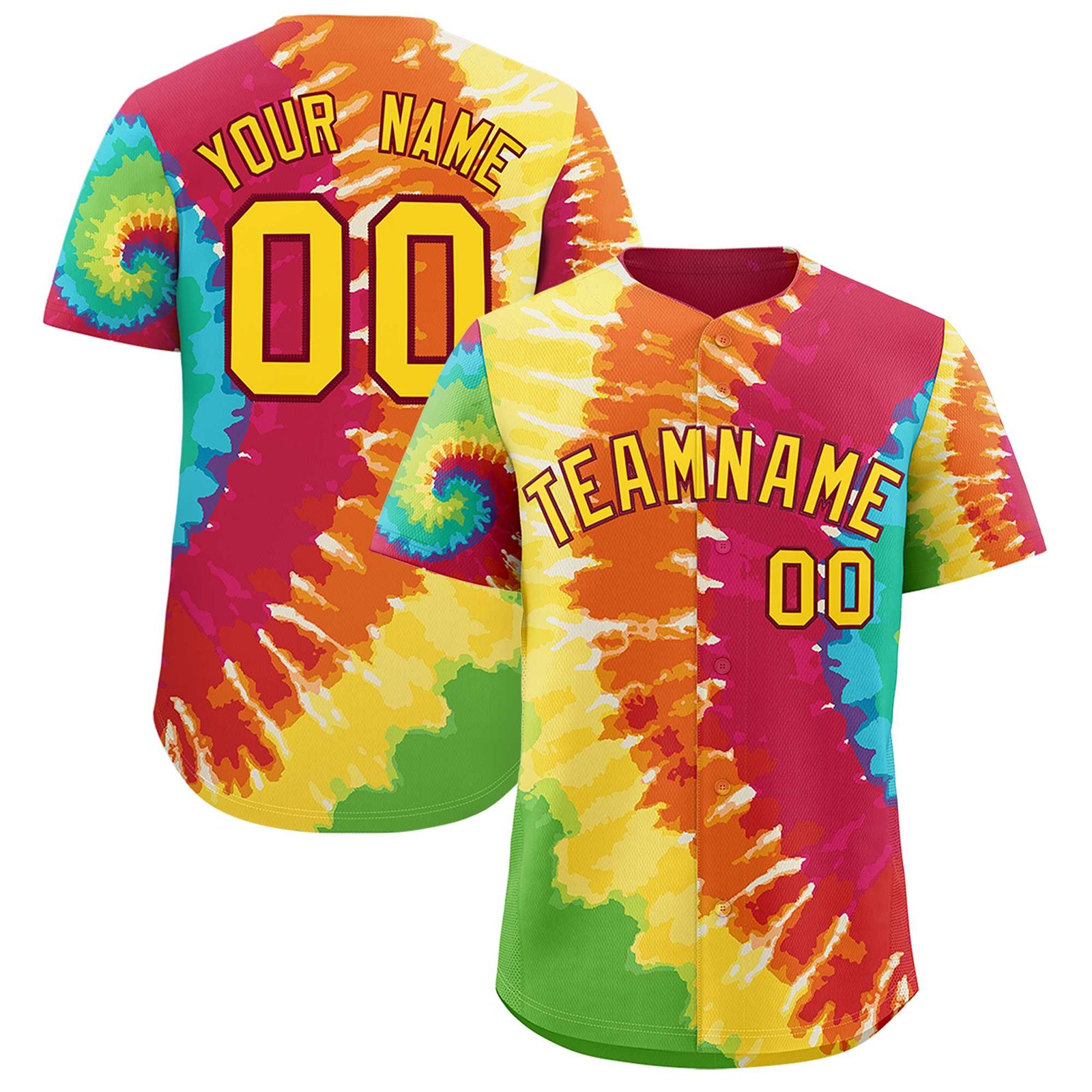 Custom Multi Color Tie-Dye Graffiti Pattern Authentic Baseball Jersey