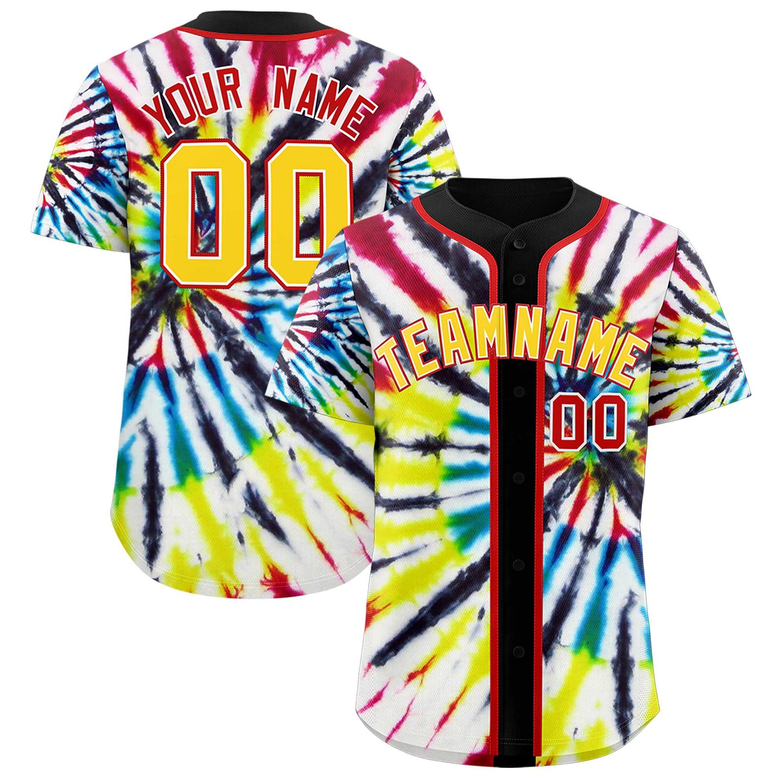 Custom Black Tie-Dye Graffiti Pattern Authentic Baseball Jersey