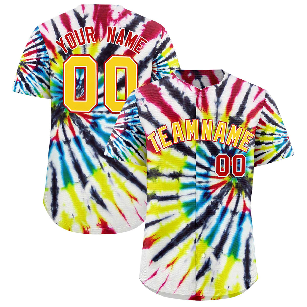 Custom Multi Color Tie-Dye Graffiti Pattern Authentic Baseball Jersey