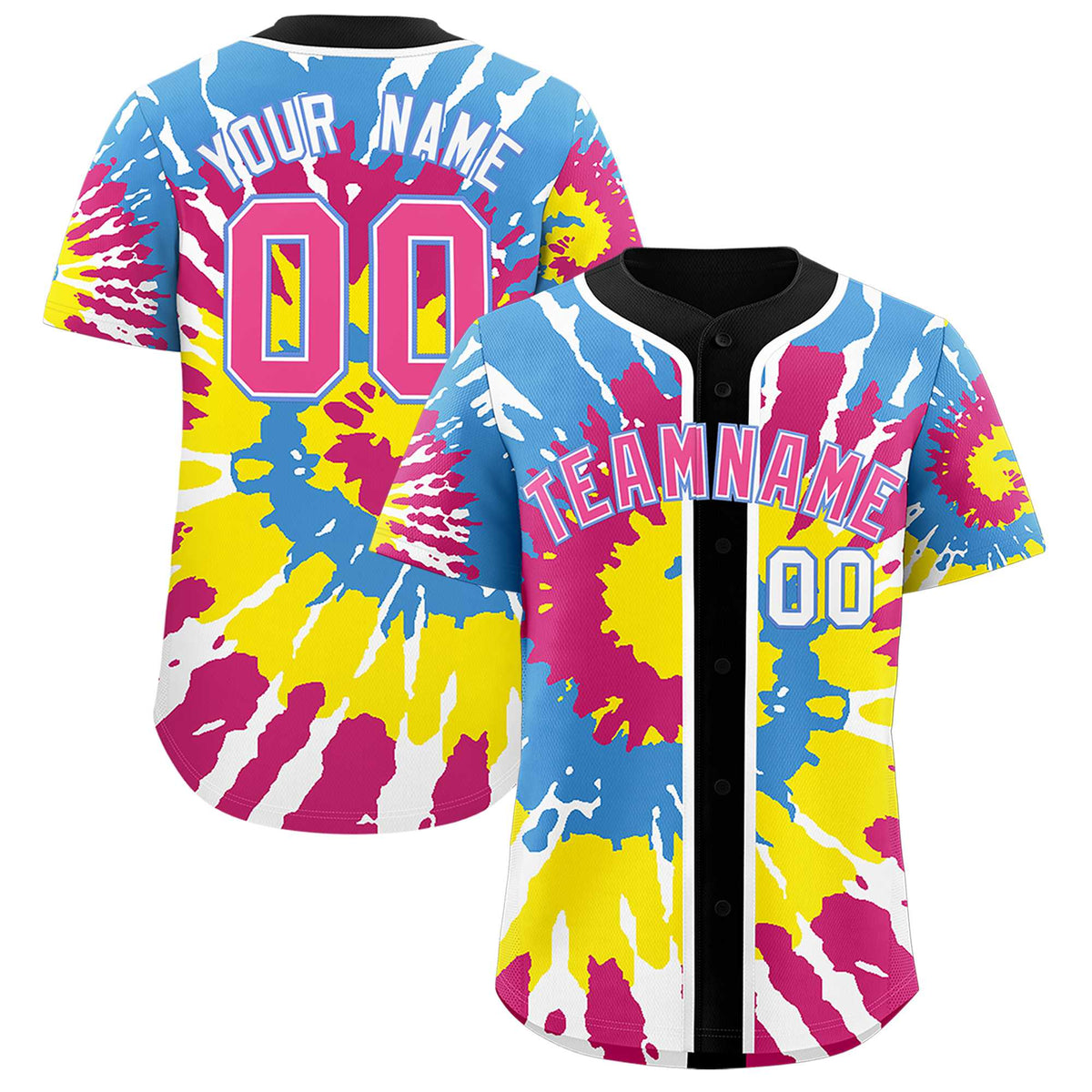 Custom Black Tie-Dye Graffiti Pattern Authentic Baseball Jersey