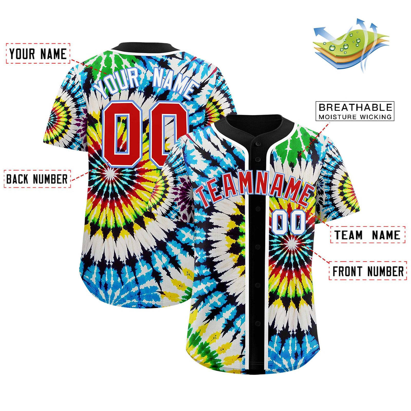 Custom Black Tie-Dye Graffiti Pattern Authentic Baseball Jersey