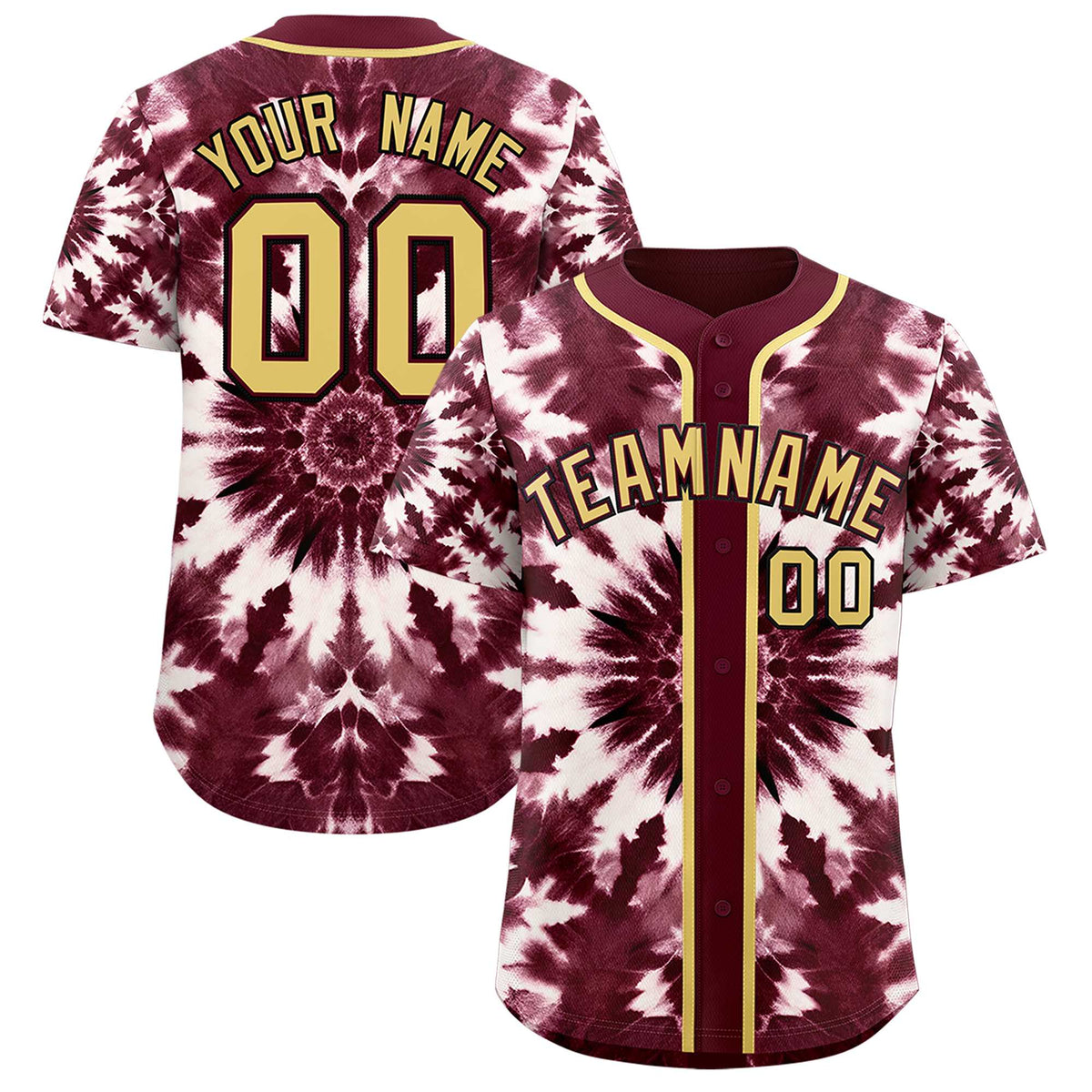 Custom Crimson Tie-Dye Graffiti Pattern Authentic Baseball Jersey