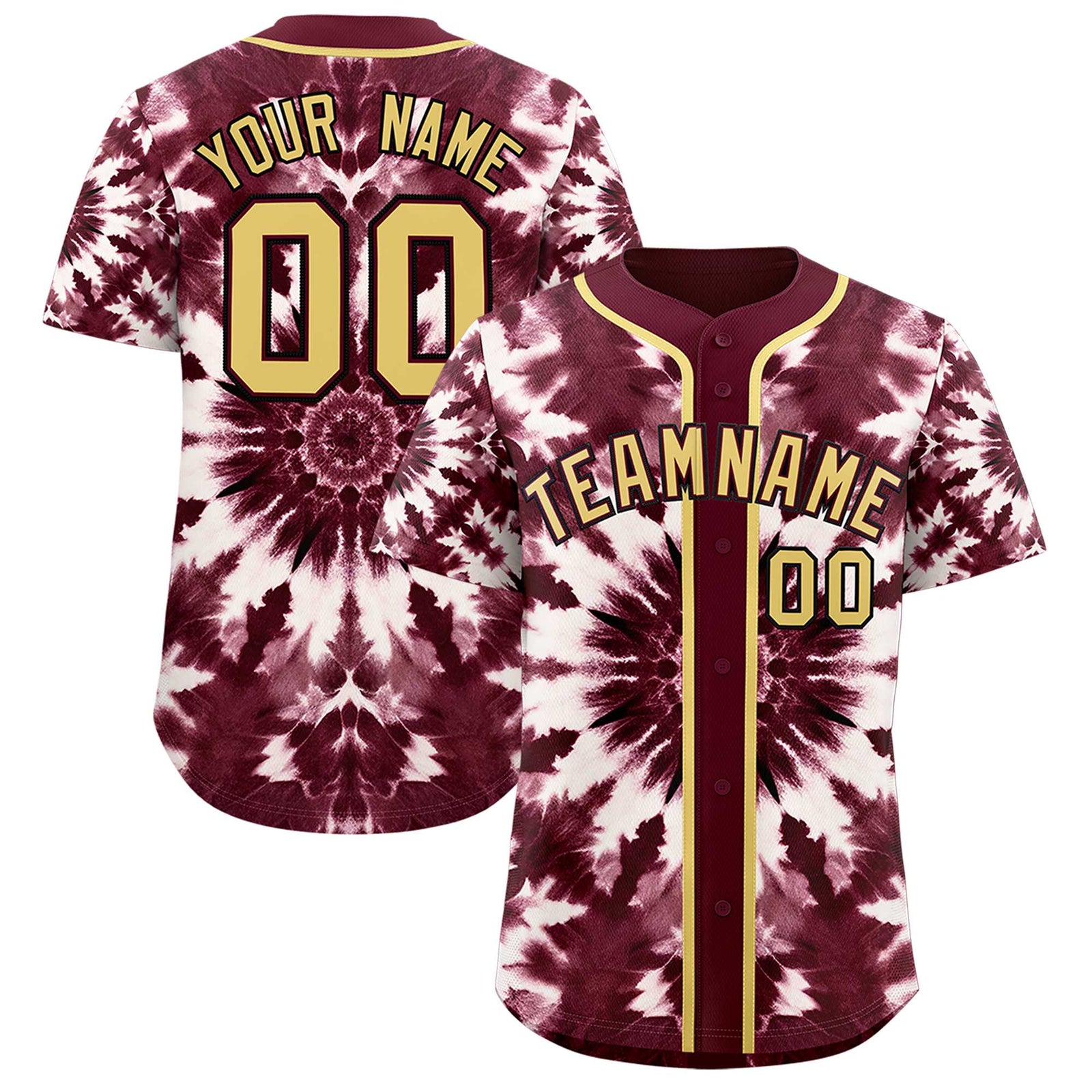 Custom Crimson Tie-Dye Graffiti Pattern Authentic Baseball Jersey