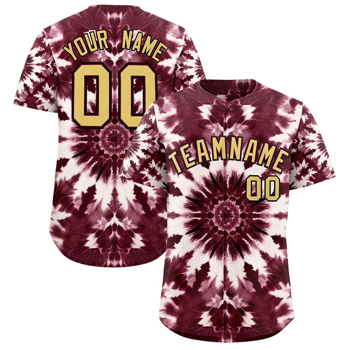 Custom Multi Color Tie-Dye Graffiti Pattern Authentic Baseball Jersey