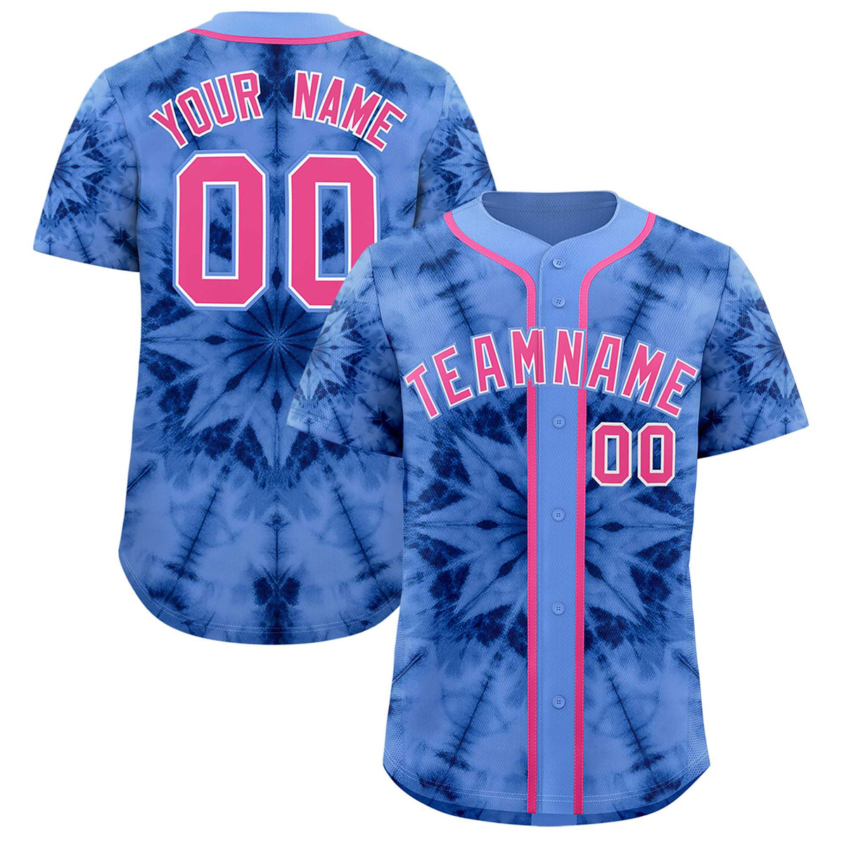 Custom Light Blue Tie-Dye Graffiti Pattern Authentic Baseball Jersey