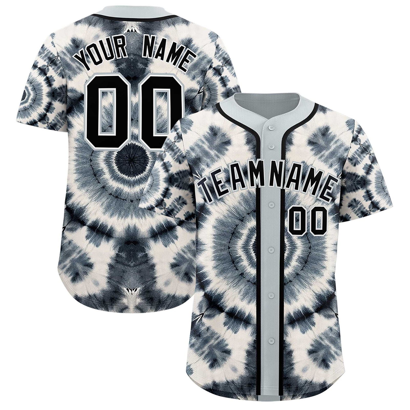 Custom Silver Tie-Dye Graffiti Pattern Authentic Baseball Jersey